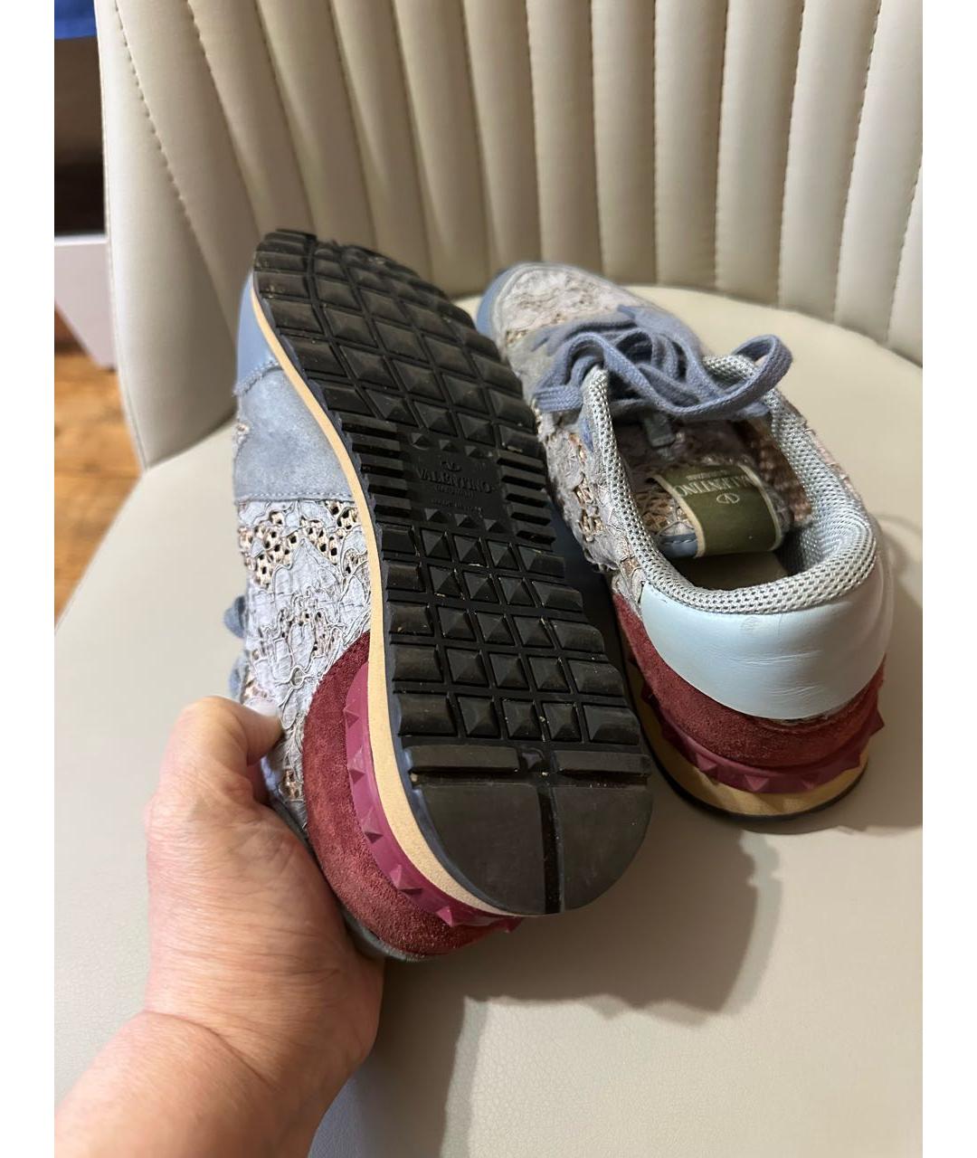 VALENTINO Голубые кожаные кроссовки, фото 4