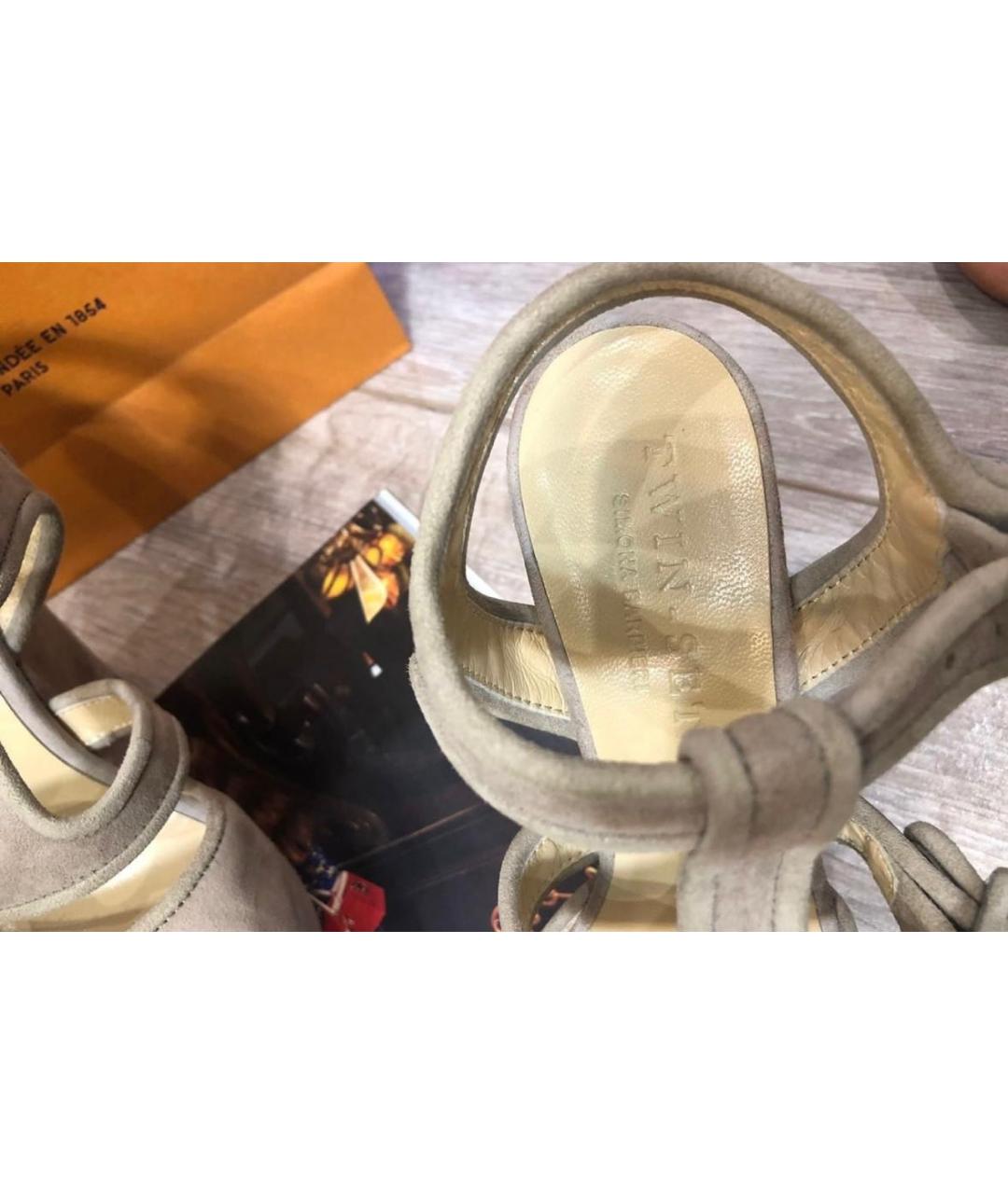 TWIN-SET Бежевые замшевые босоножки, фото 7