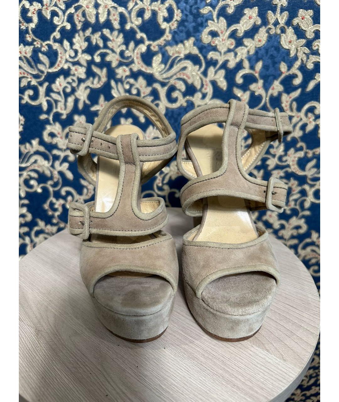 TWIN-SET Бежевые замшевые босоножки, фото 2