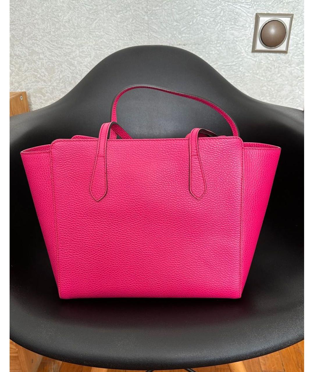 GUCCI Розовая кожаная сумка тоут, фото 2