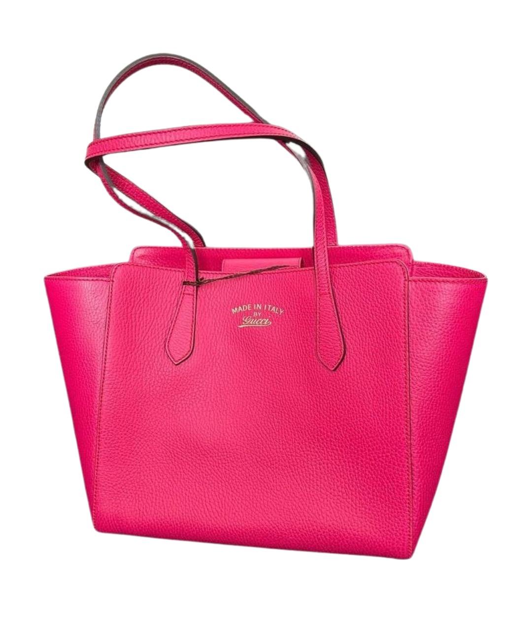 GUCCI Розовая кожаная сумка тоут, фото 1