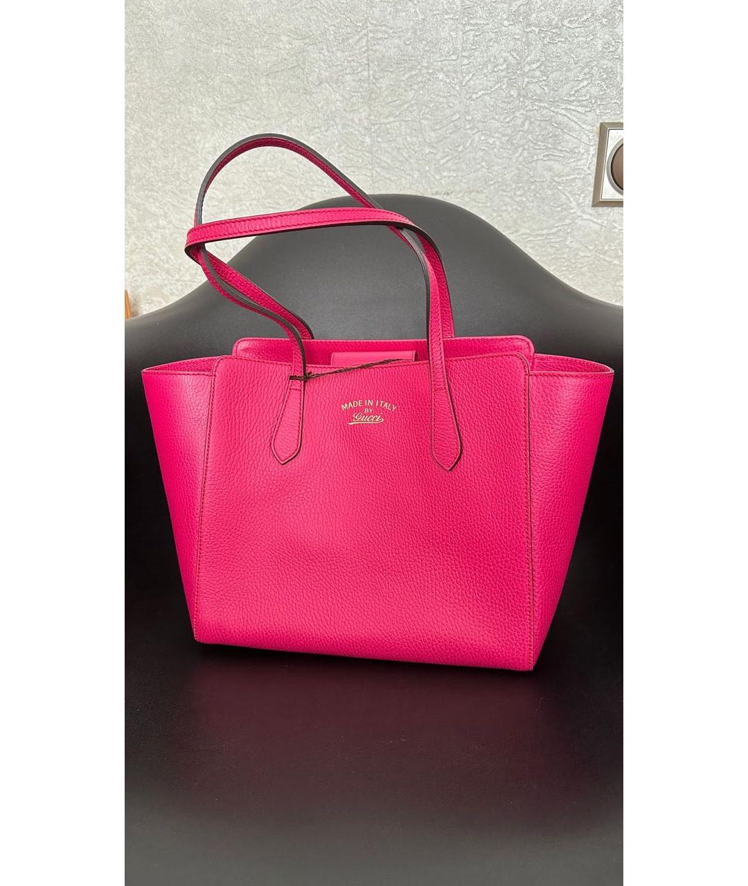 GUCCI Розовая кожаная сумка тоут, фото 7