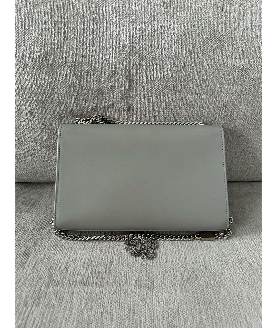 SAINT LAURENT Серая кожаная сумка через плечо, фото 2