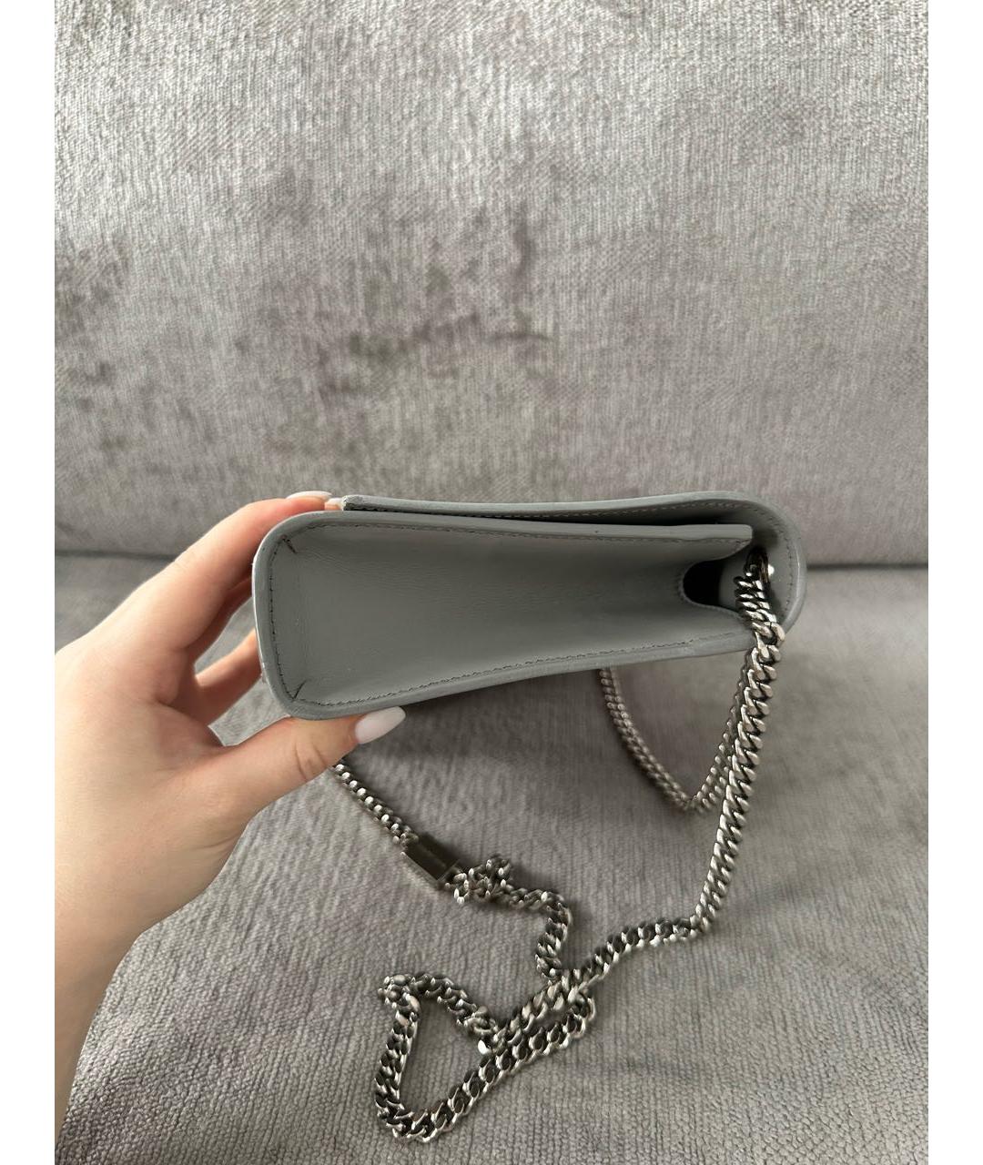 SAINT LAURENT Серая кожаная сумка через плечо, фото 5