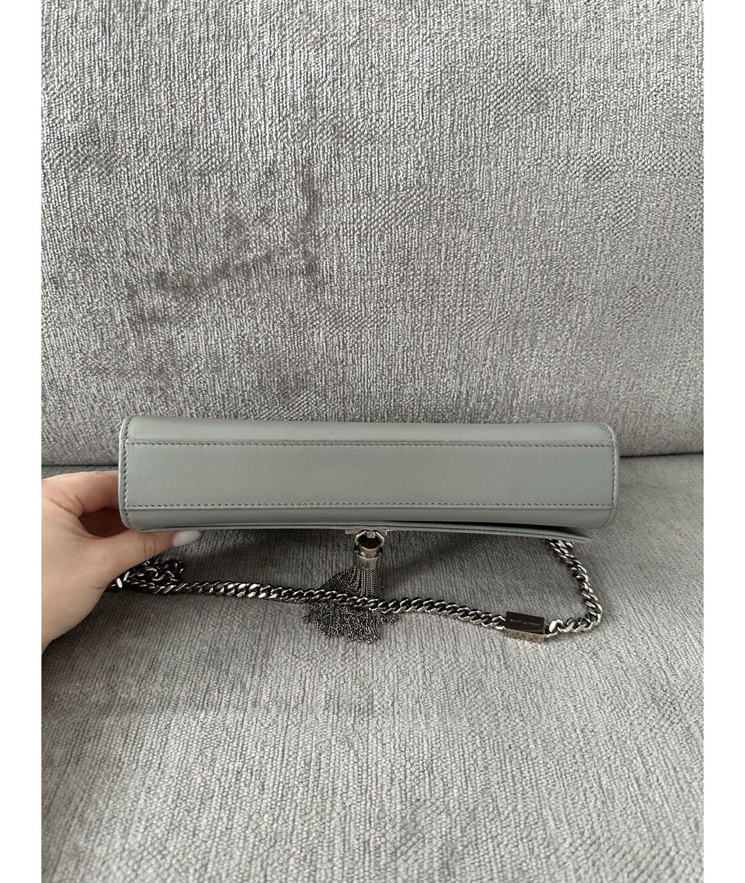 SAINT LAURENT Серая кожаная сумка через плечо, фото 3