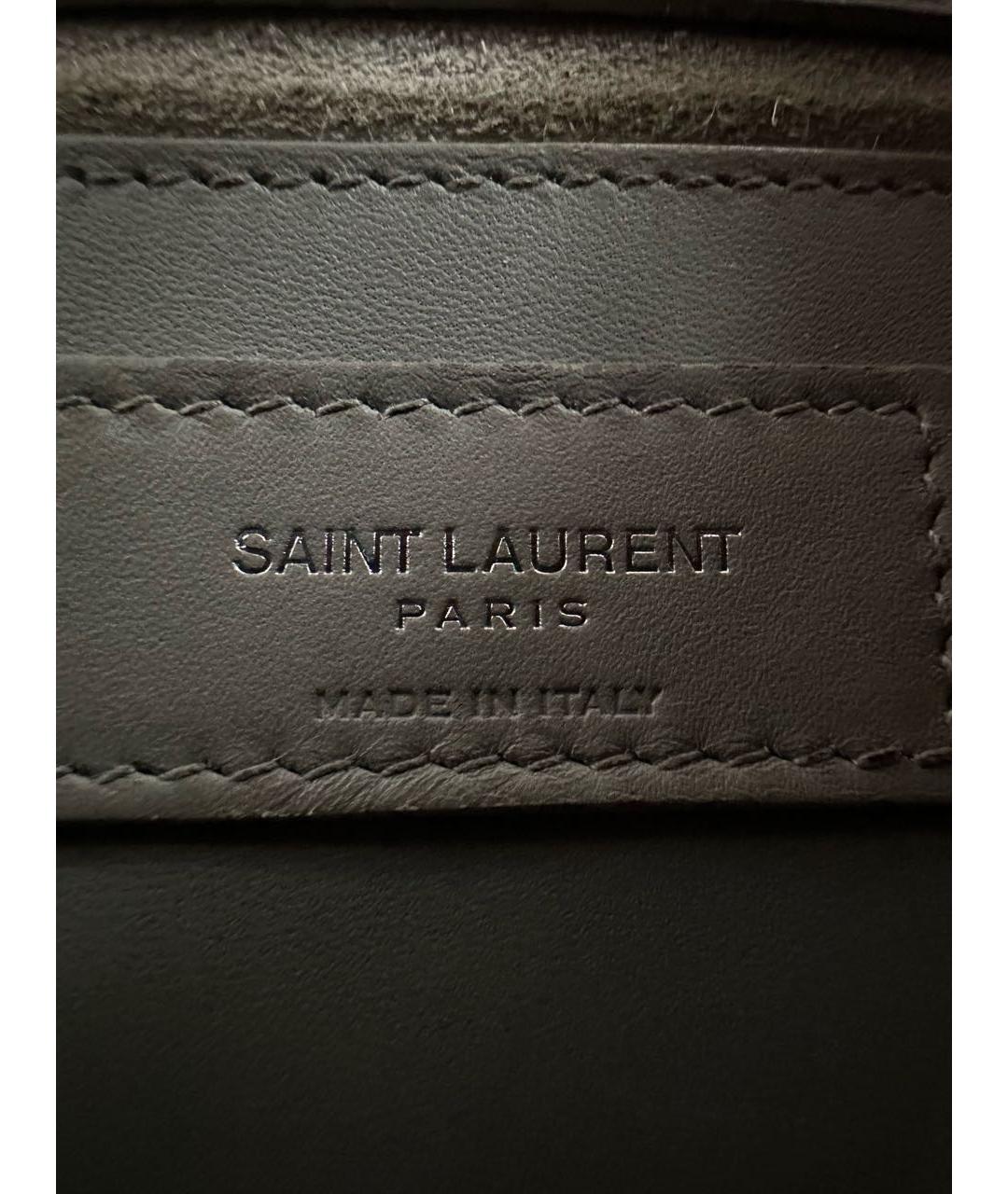 SAINT LAURENT Серая кожаная сумка через плечо, фото 8