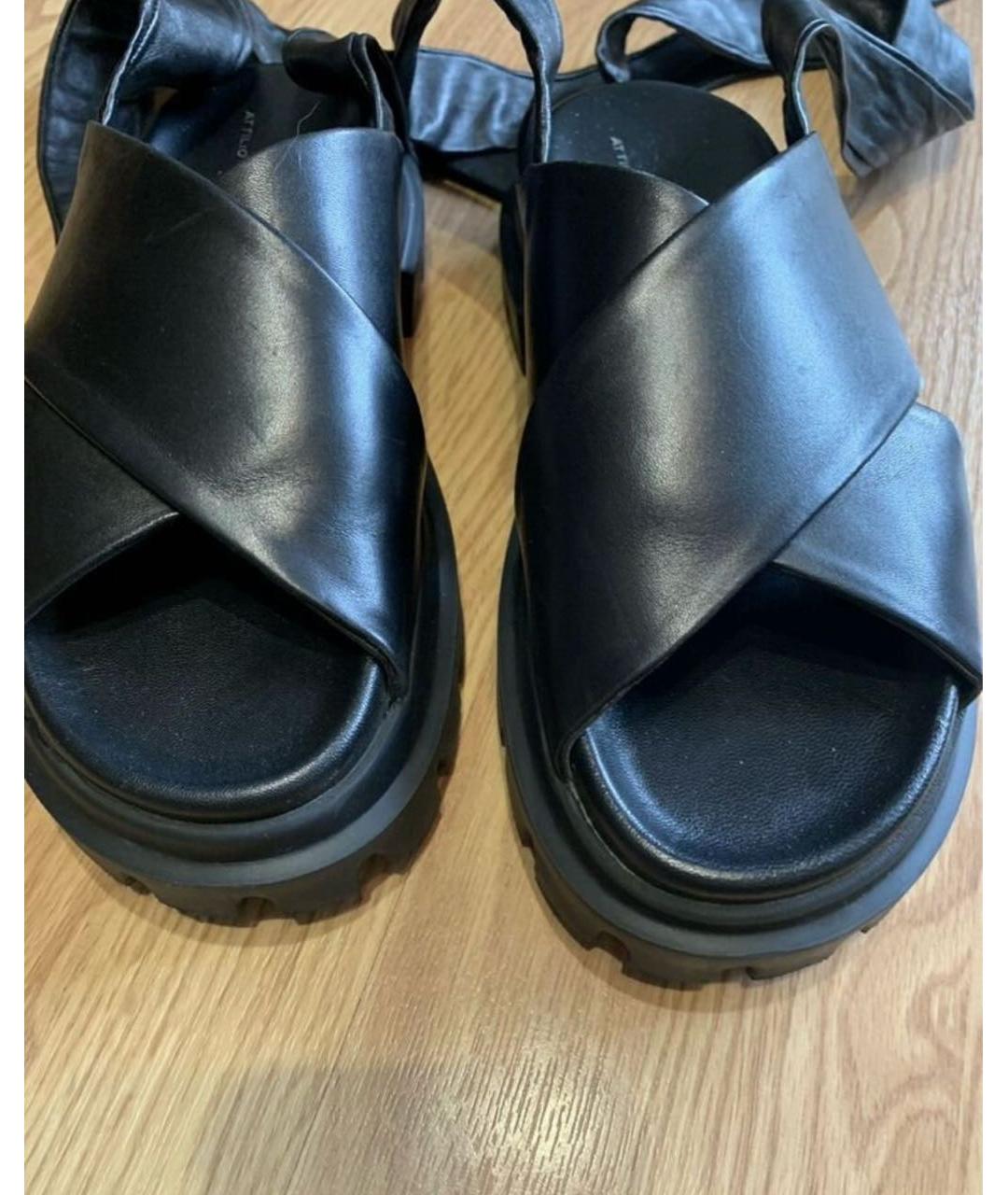 AGL Черные кожаные босоножки, фото 2