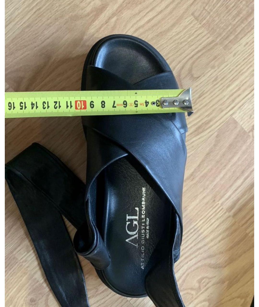 AGL Черные кожаные босоножки, фото 3