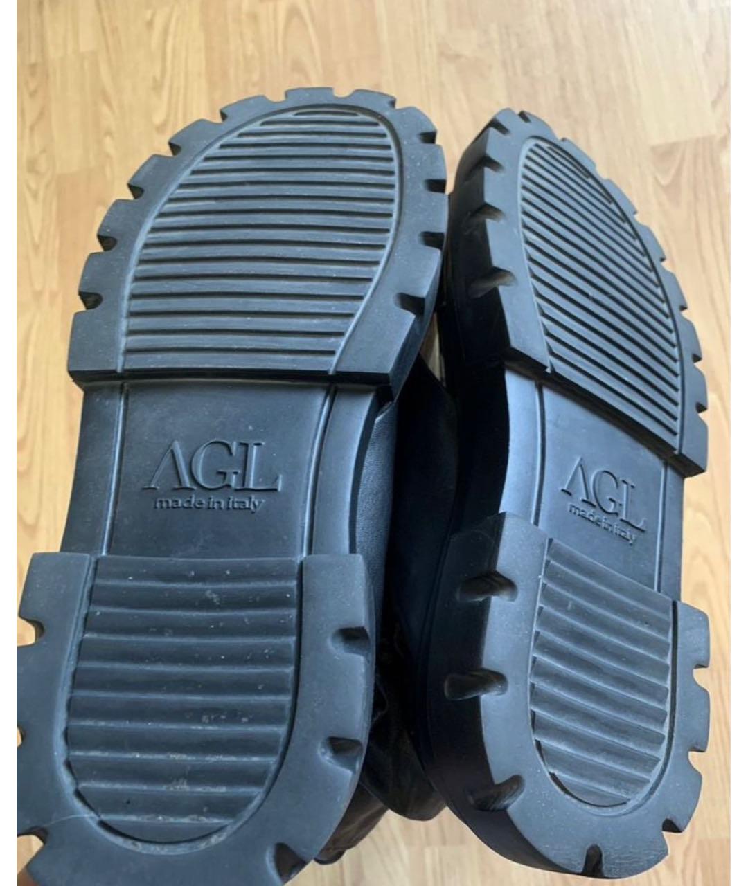 AGL Черные кожаные босоножки, фото 4