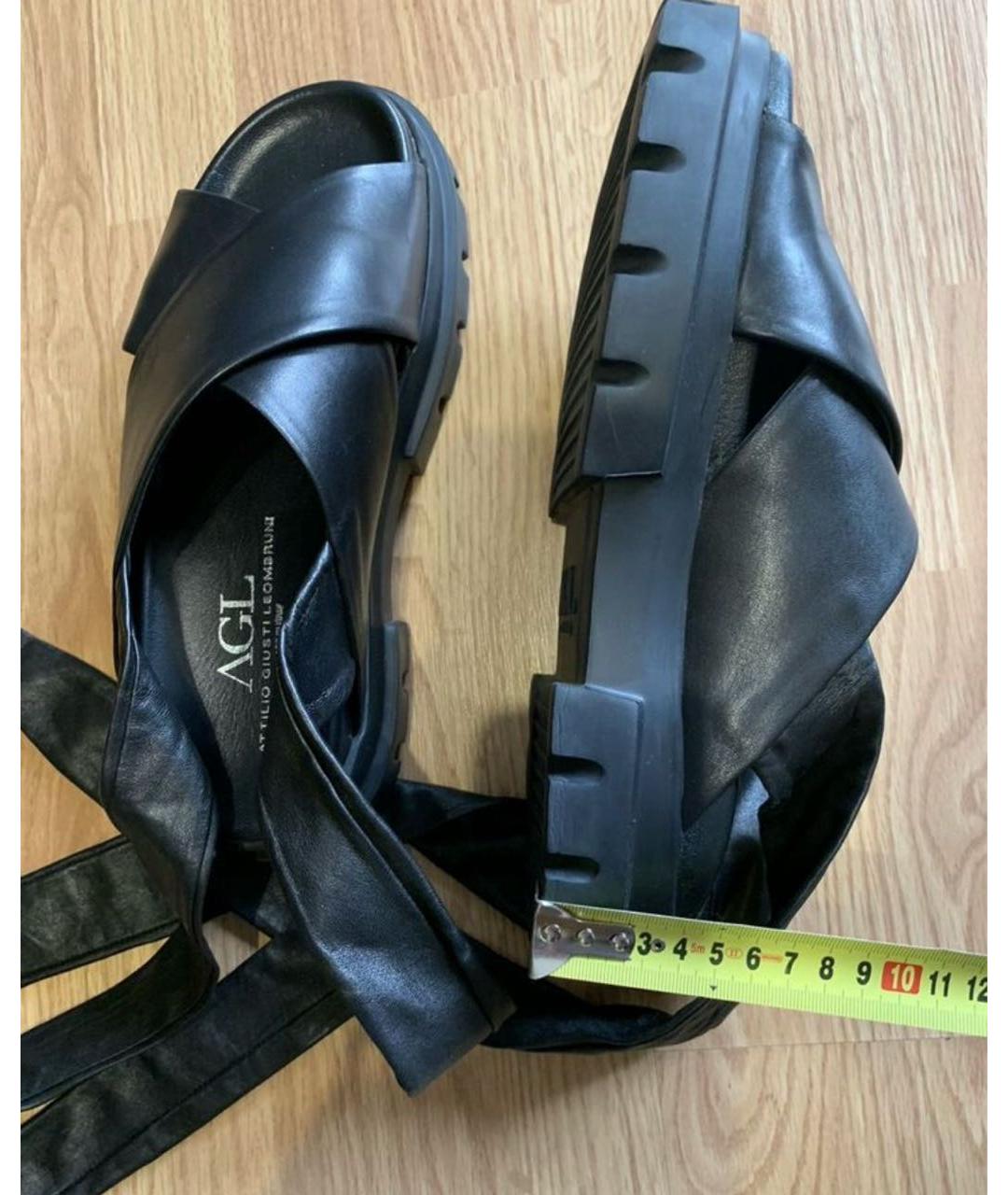 AGL Черные кожаные босоножки, фото 7
