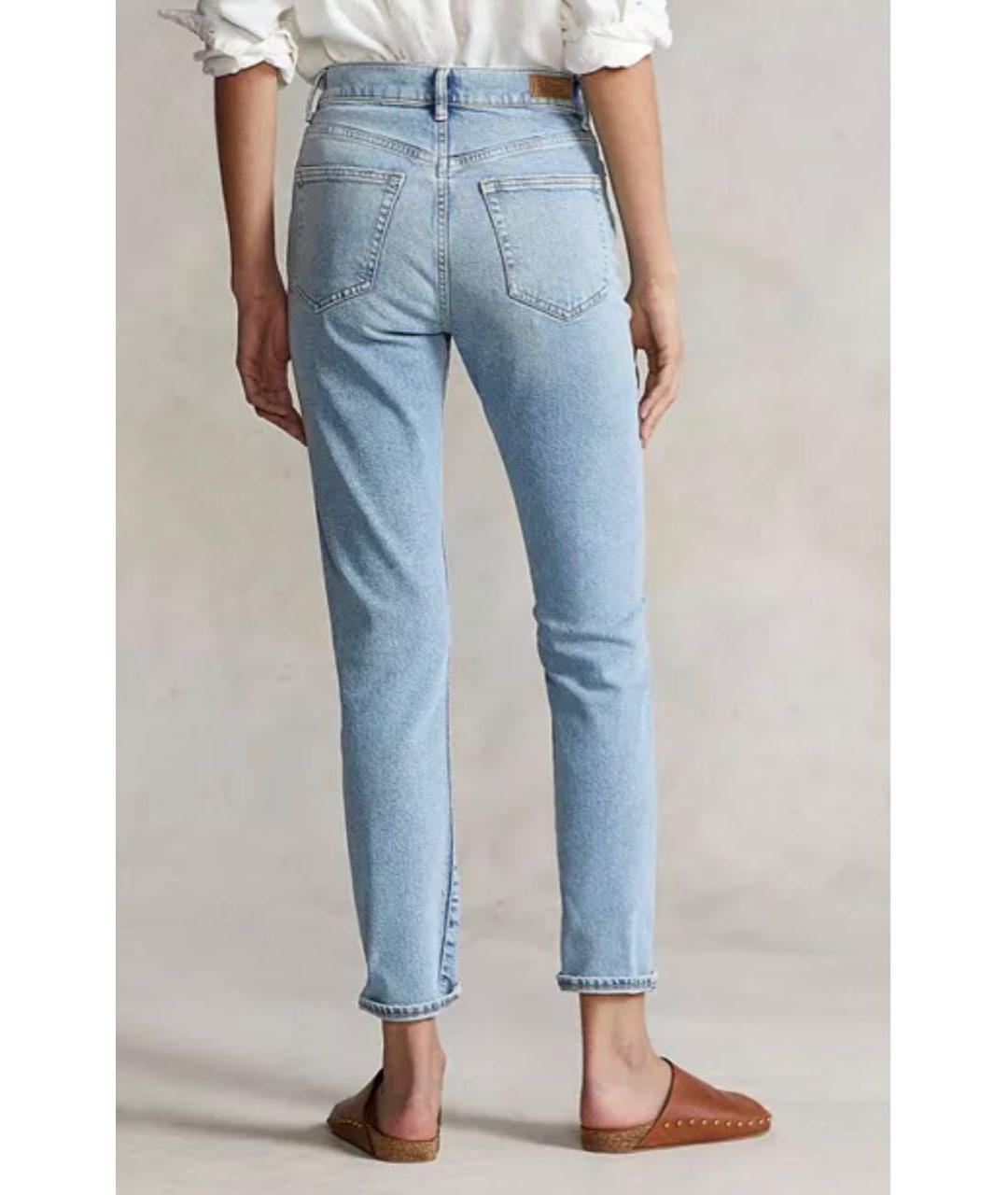 POLO RALPH LAUREN Голубые хлопковые джинсы слим, фото 2