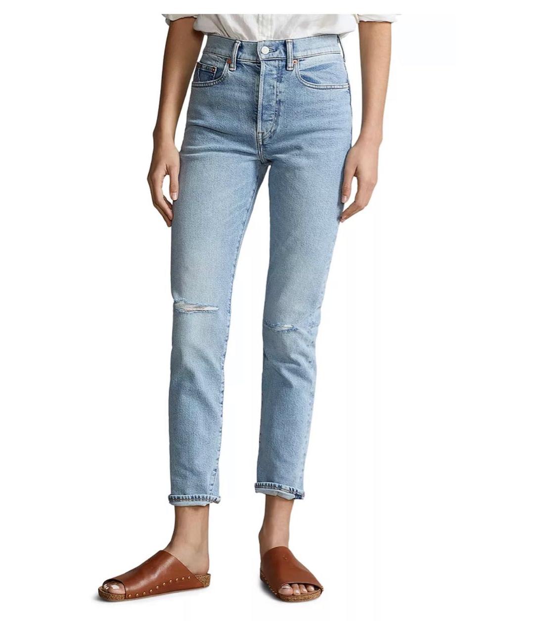 POLO RALPH LAUREN Голубые хлопковые джинсы слим, фото 7