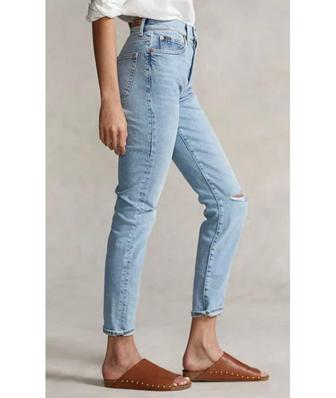 POLO RALPH LAUREN Голубые хлопковые джинсы слим, фото 6