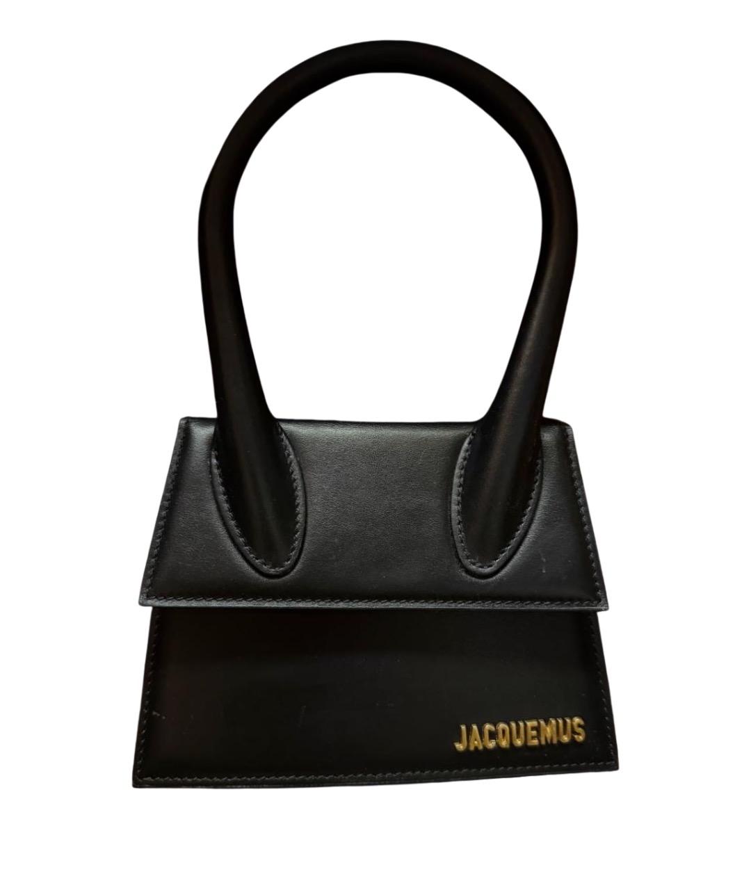 JACQUEMUS Черная кожаная сумка с короткими ручками, фото 1