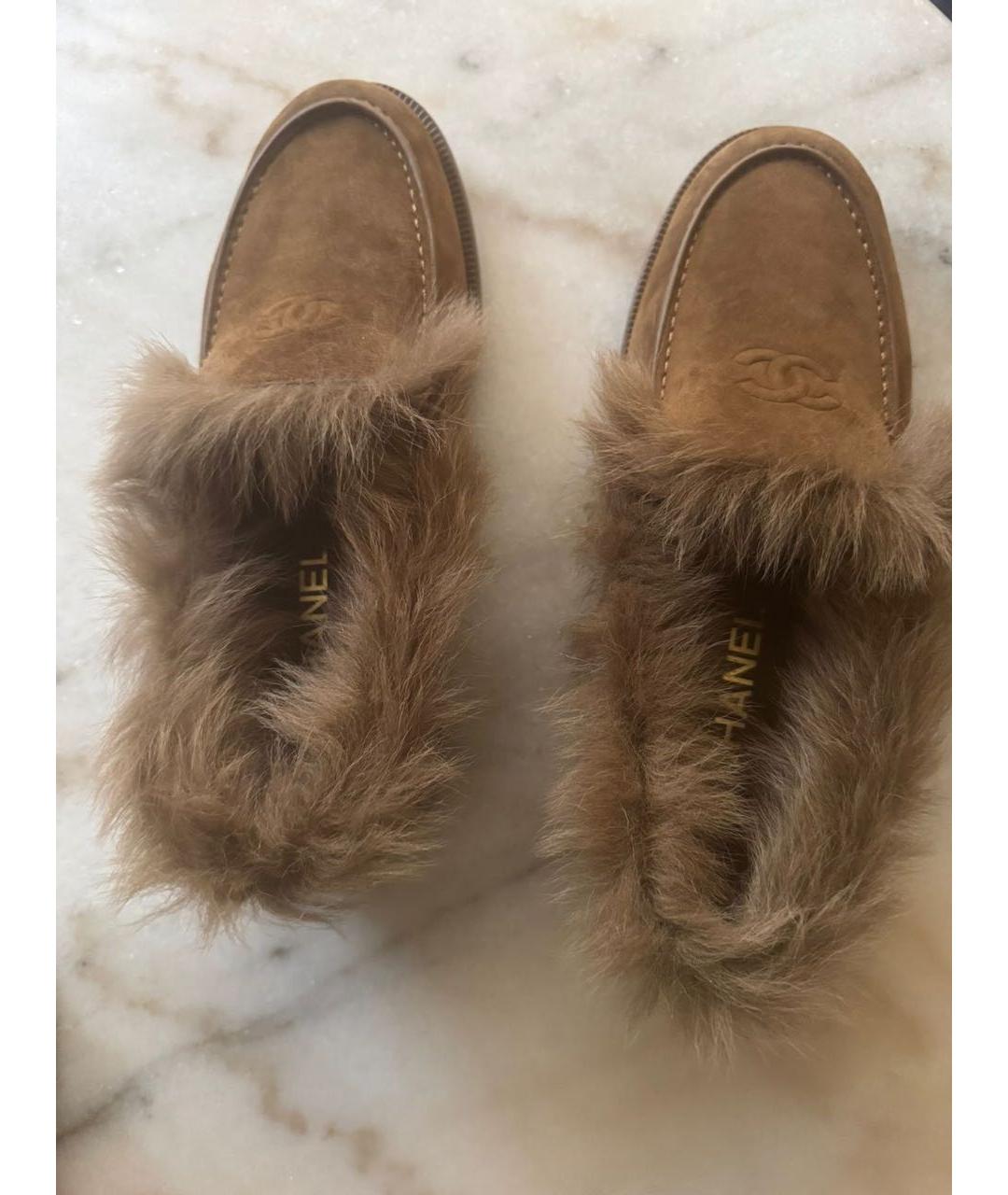 CHANEL Коричневые замшевые лоферы, фото 3
