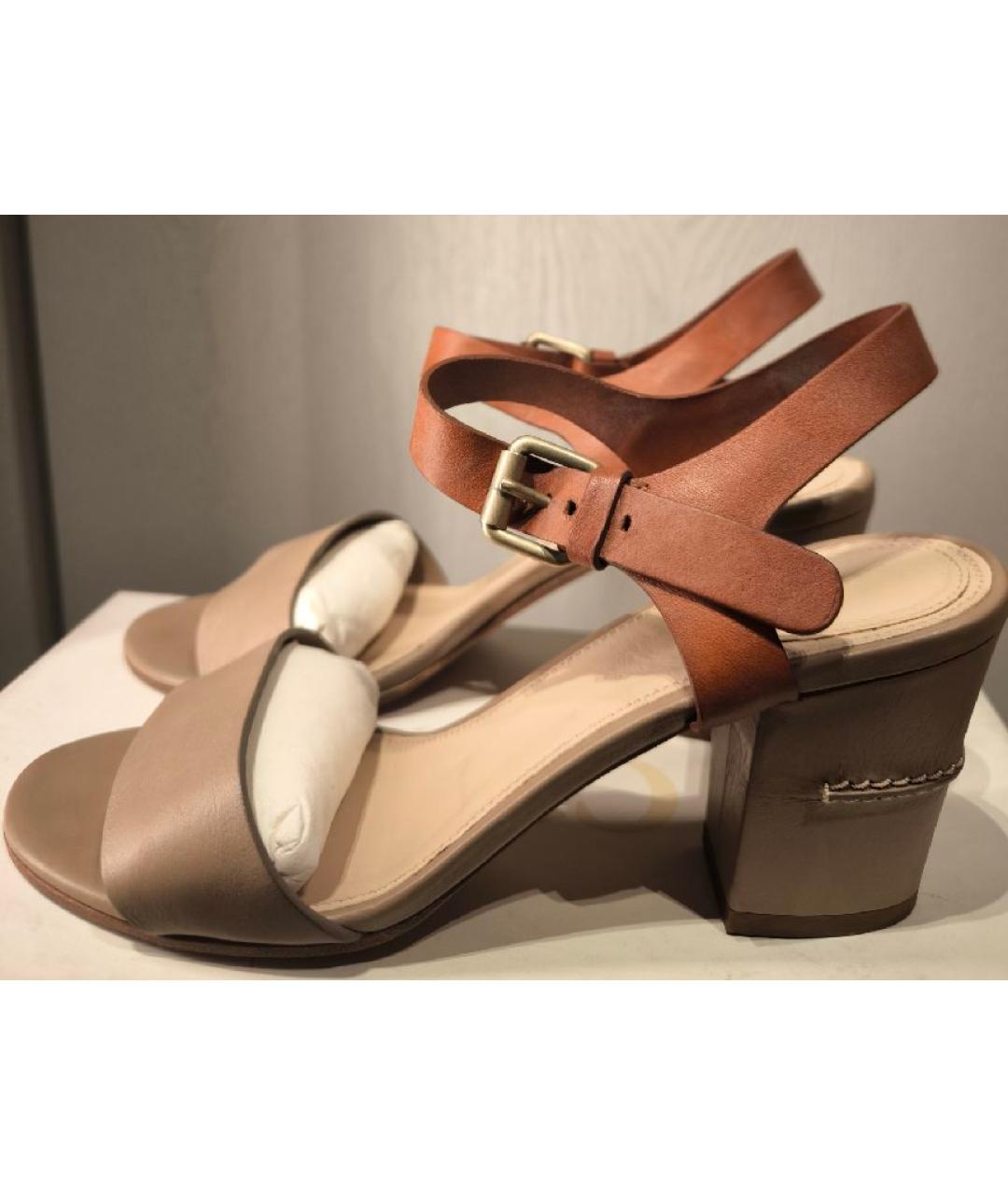 CHLOE Бежевые кожаные босоножки, фото 10