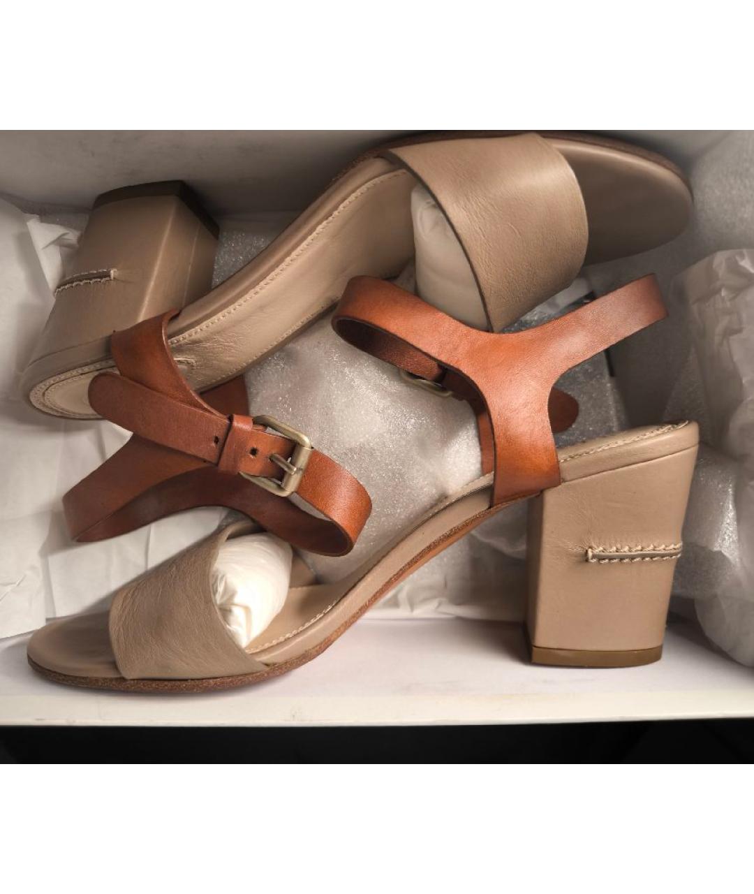CHLOE Бежевые кожаные босоножки, фото 5