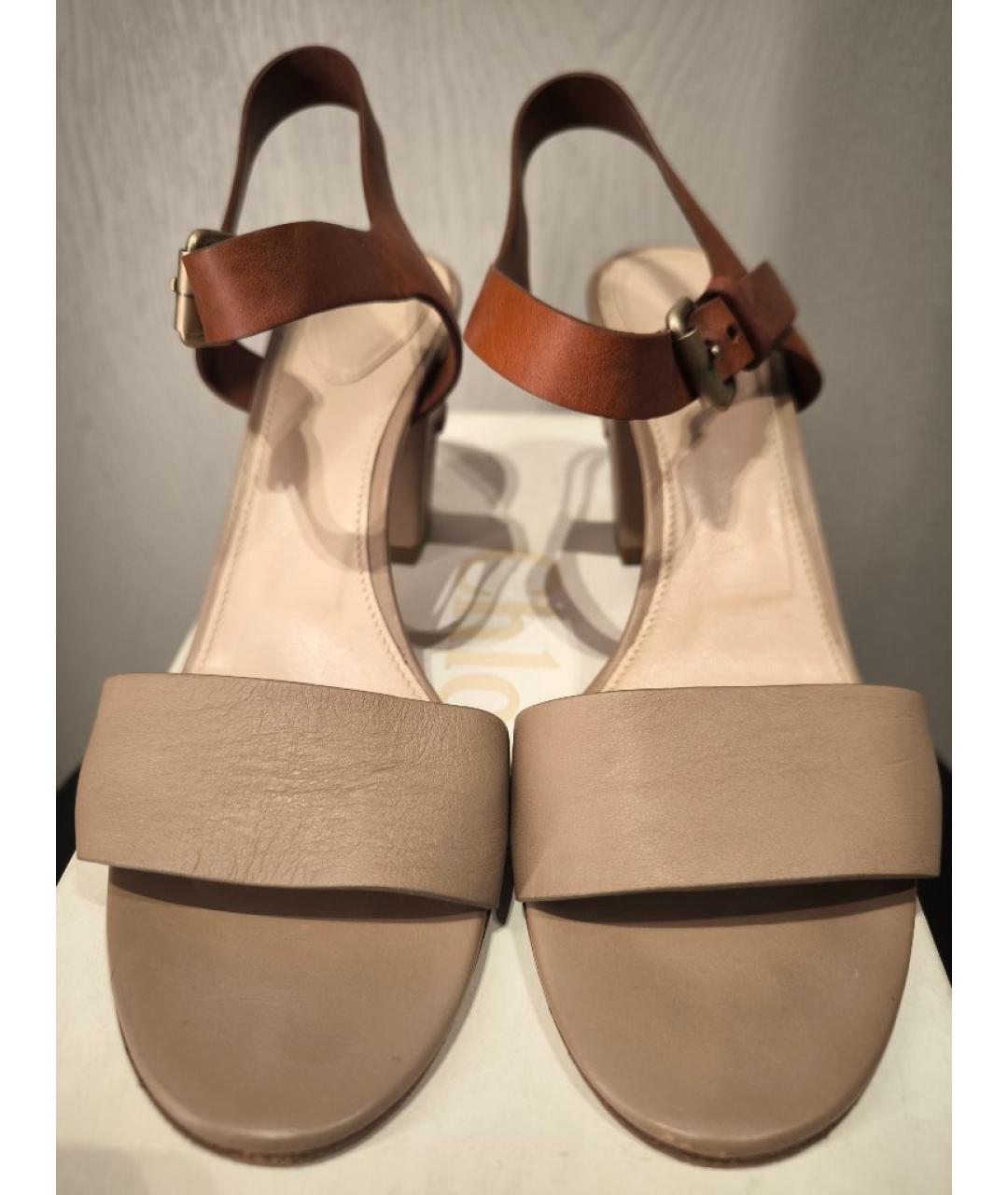 CHLOE Бежевые кожаные босоножки, фото 2