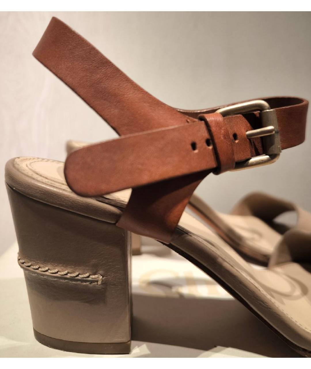 CHLOE Бежевые кожаные босоножки, фото 6