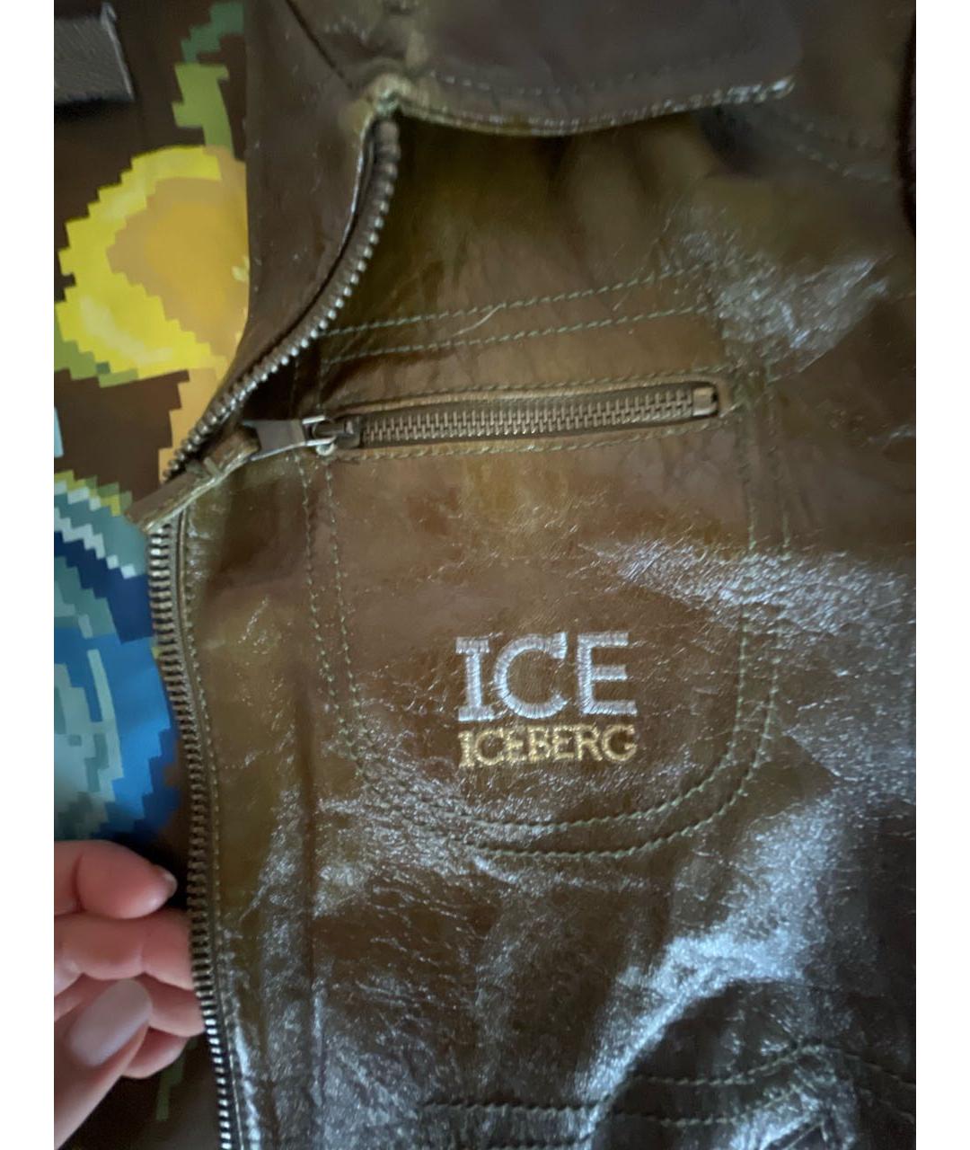 ICEBERG Хаки кожаная куртка, фото 6
