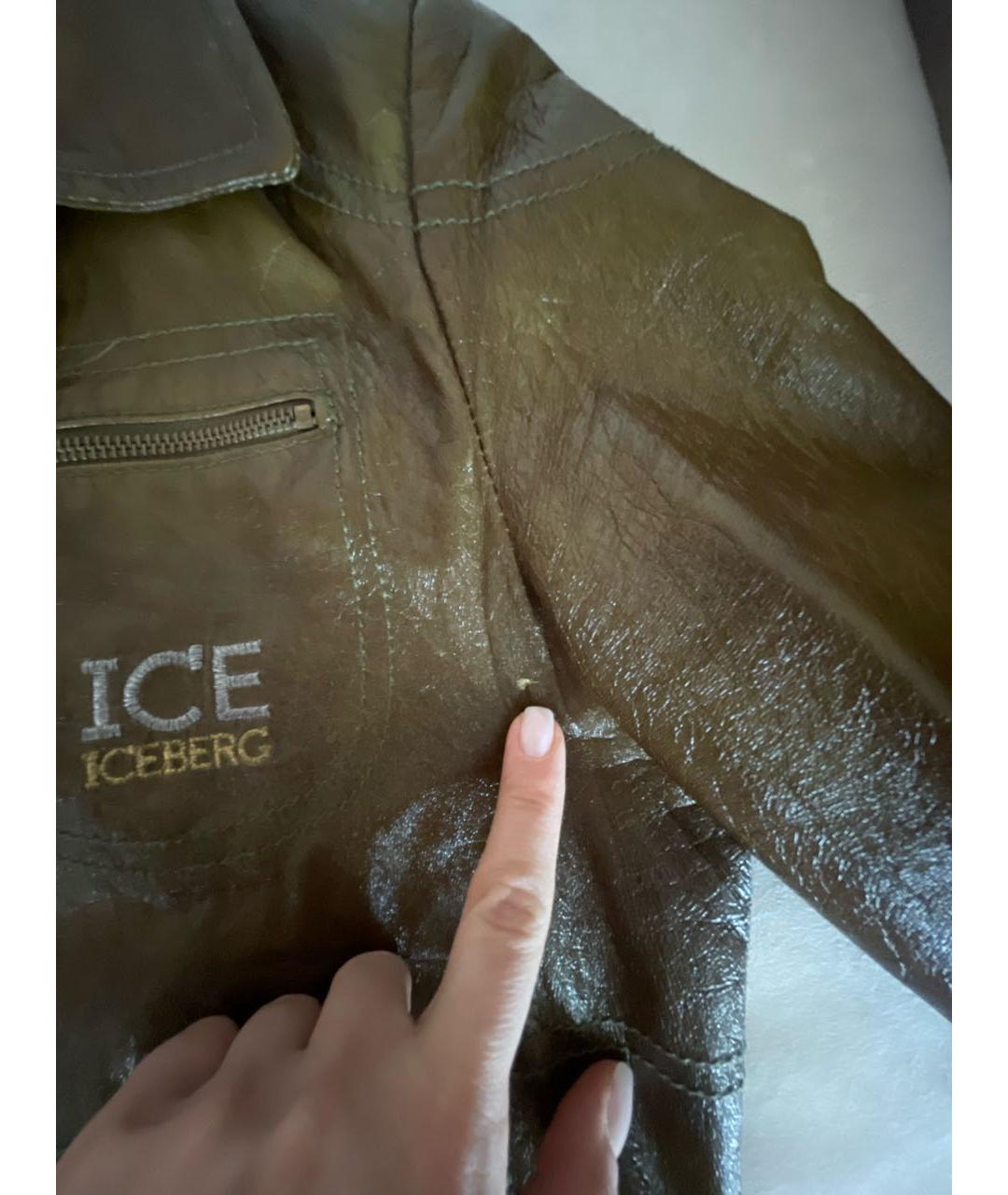ICEBERG Хаки кожаная куртка, фото 7