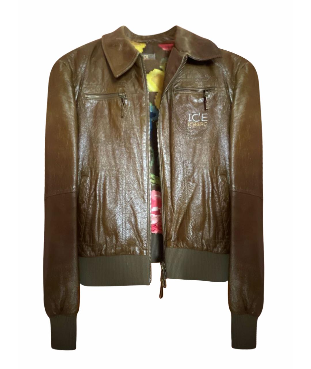 ICEBERG Хаки кожаная куртка, фото 1