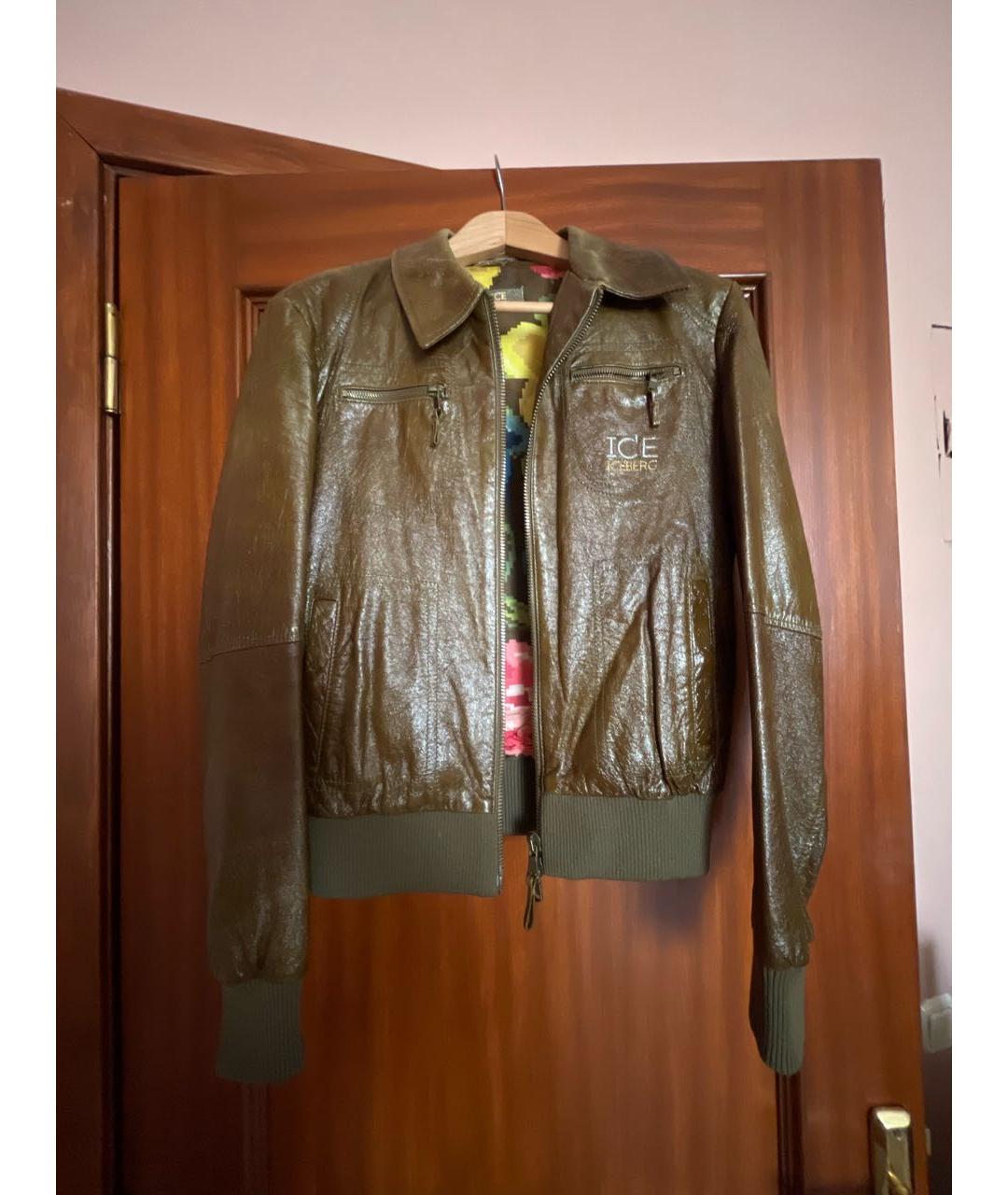 ICEBERG Хаки кожаная куртка, фото 9