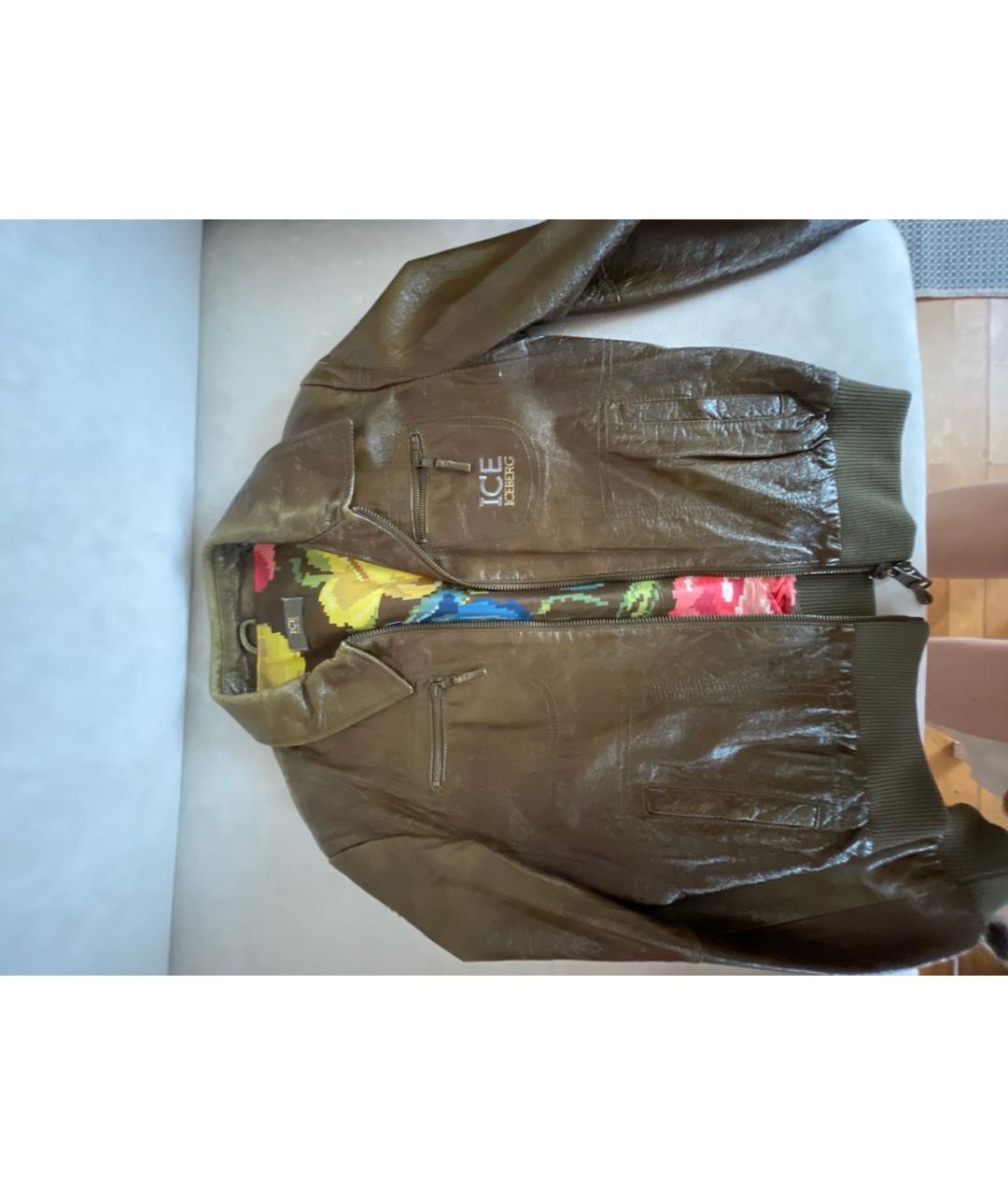 ICEBERG Хаки кожаная куртка, фото 3