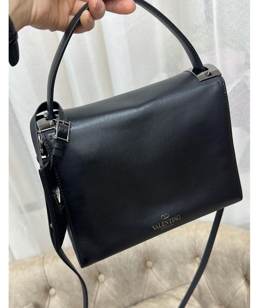 VALENTINO Черная кожаная сумка через плечо, фото 8