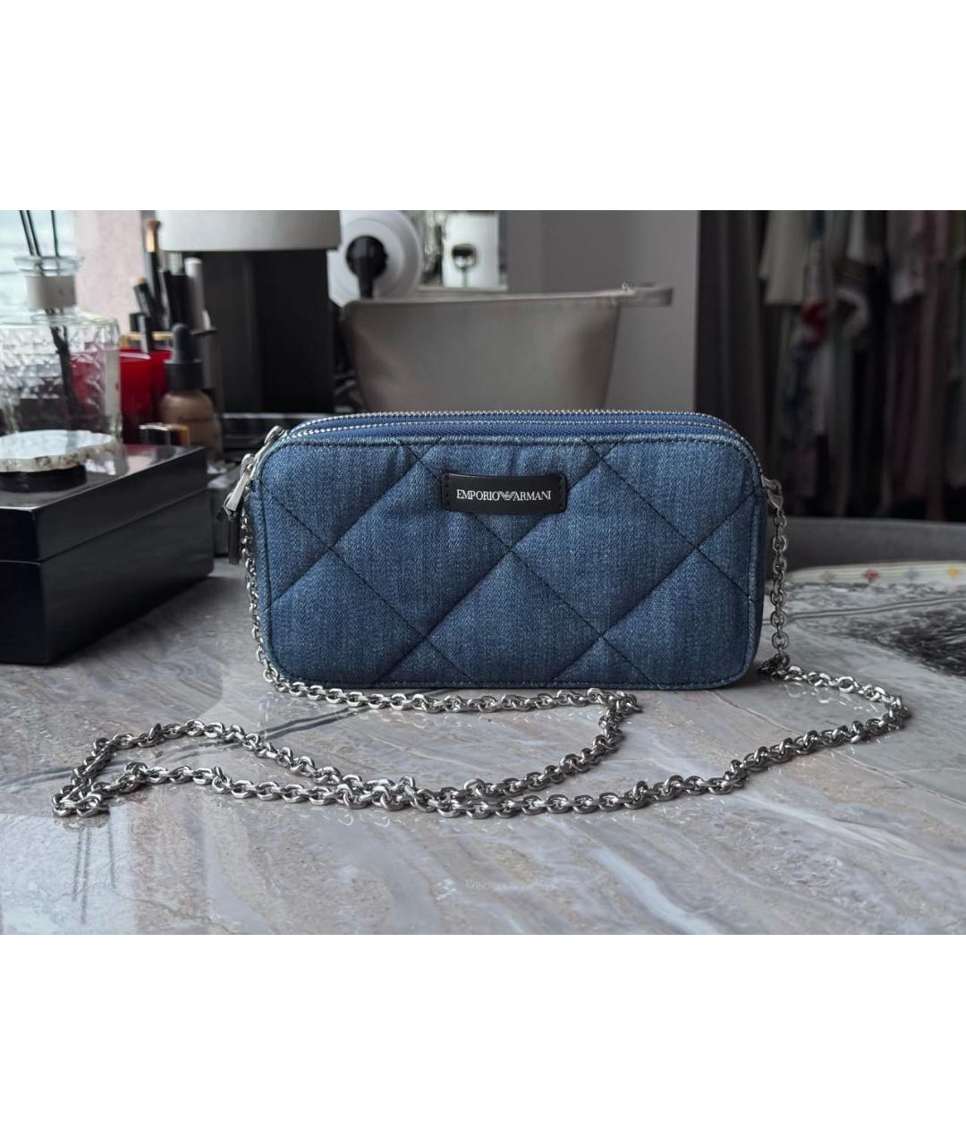 EMPORIO ARMANI Темно-синяя деним сумка через плечо, фото 5