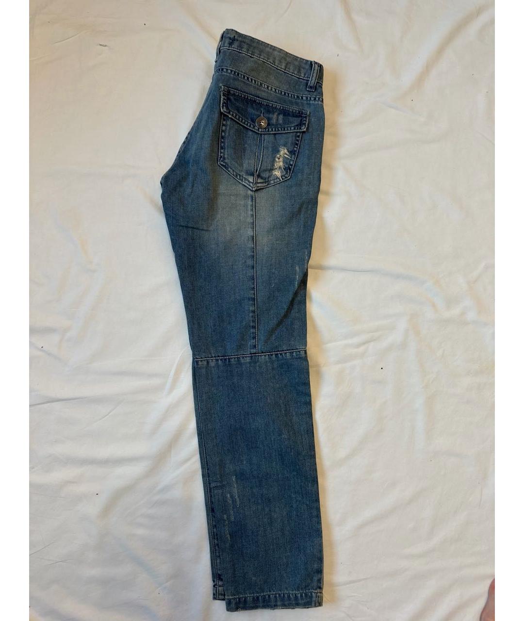 BALMAIN Темно-синие хлопковые прямые джинсы, фото 2