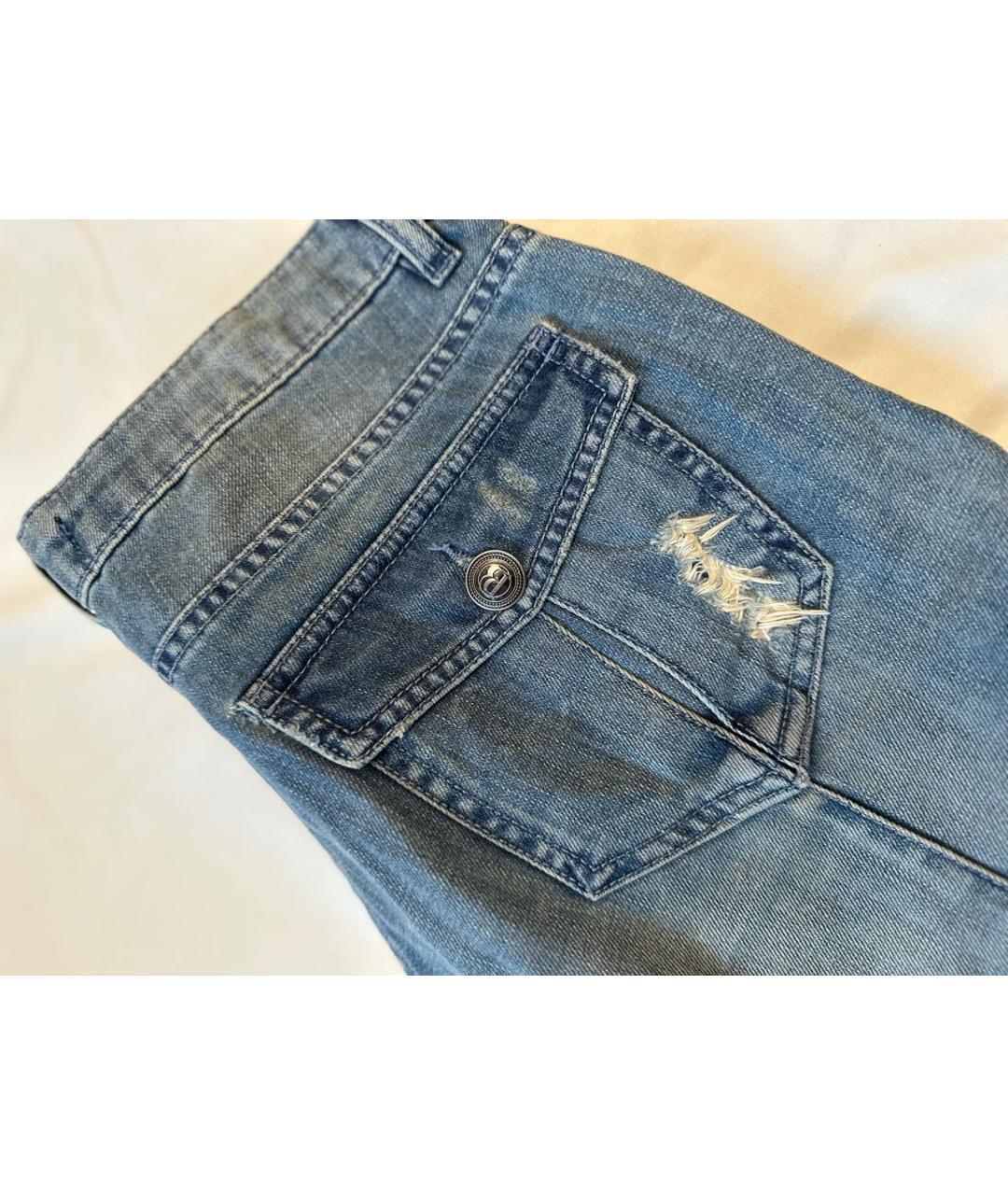 BALMAIN Темно-синие хлопковые прямые джинсы, фото 4