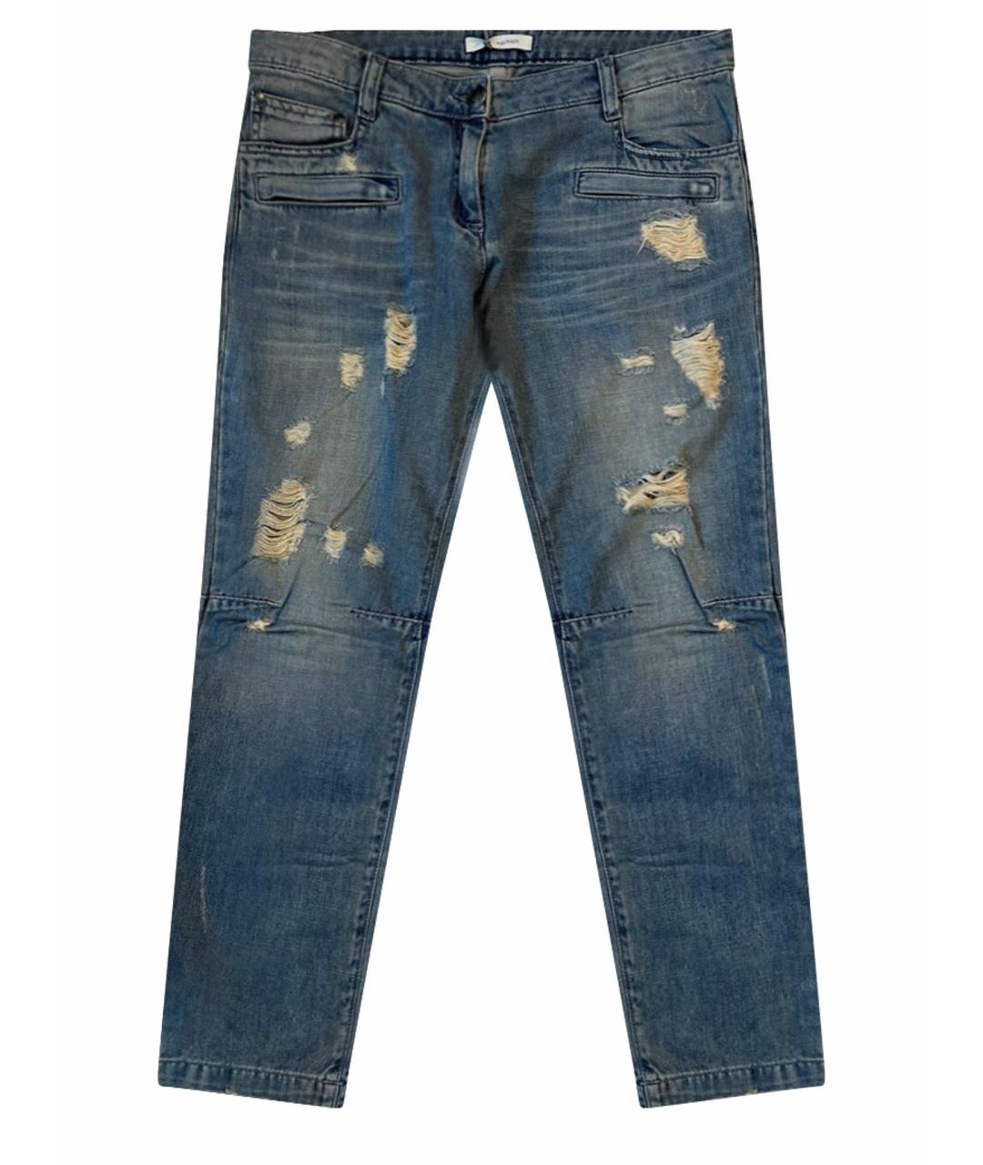 BALMAIN Темно-синие хлопковые прямые джинсы, фото 1