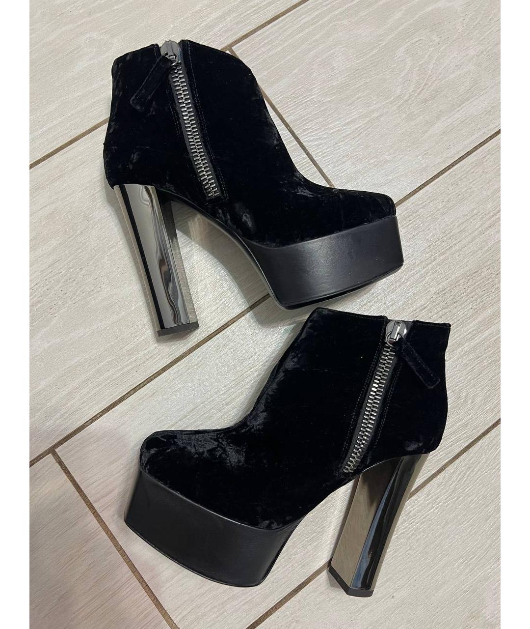 GIUSEPPE ZANOTTI DESIGN Черные бархатные ботильоны, фото 4