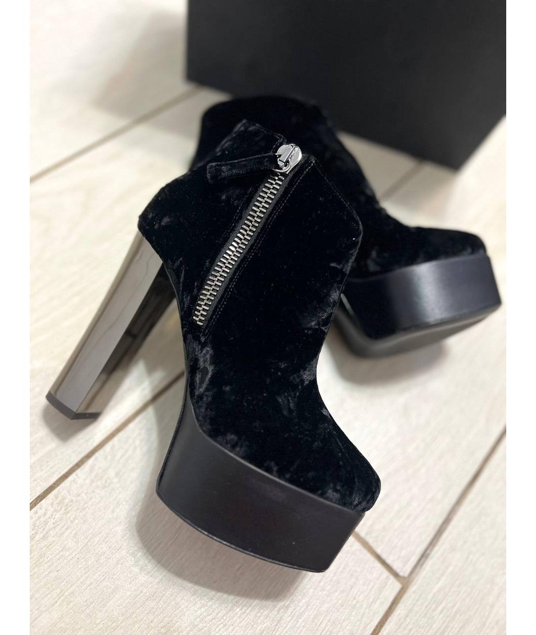 GIUSEPPE ZANOTTI DESIGN Черные бархатные ботильоны, фото 2