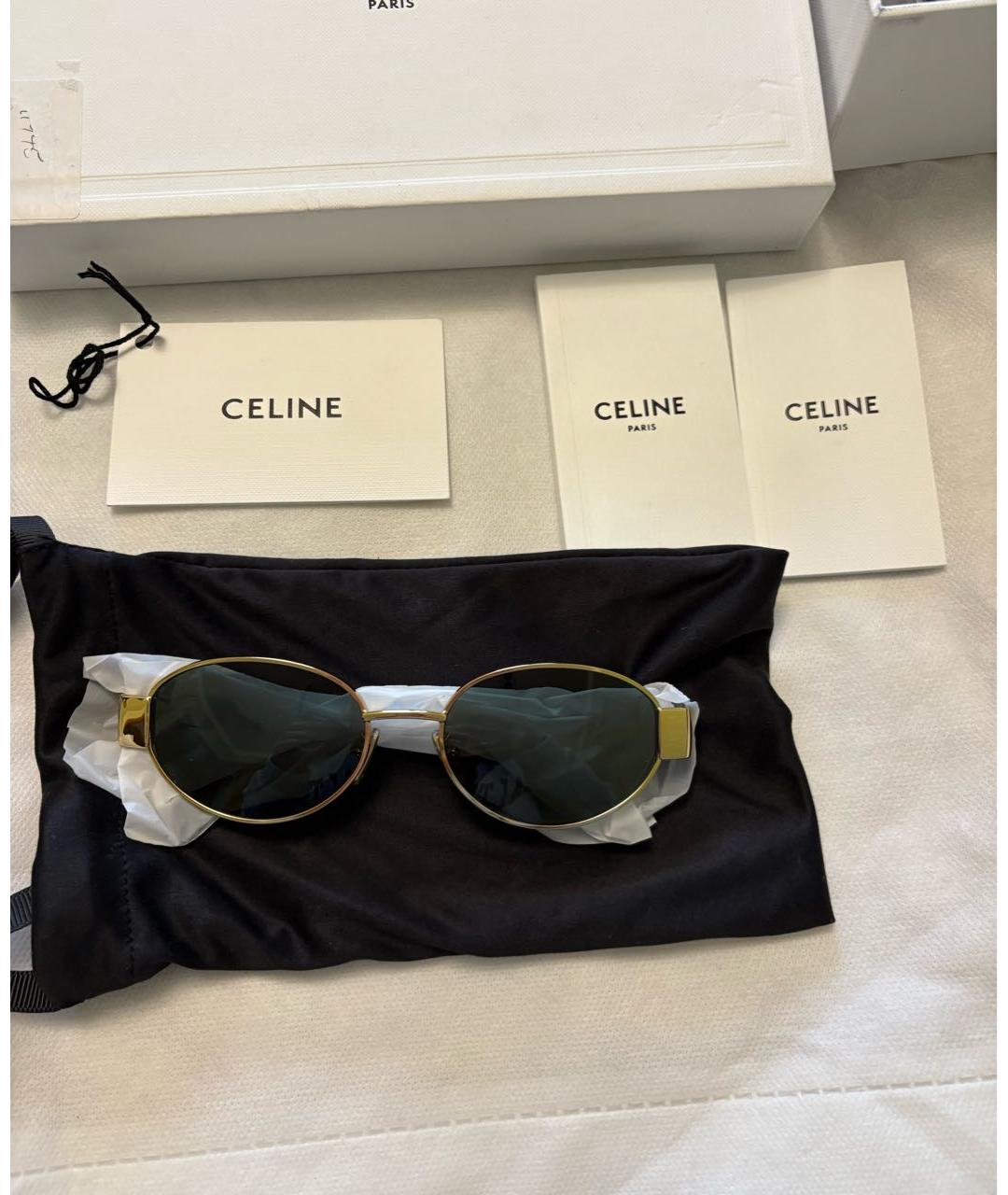 CELINE Золотые металлические солнцезащитные очки, фото 4