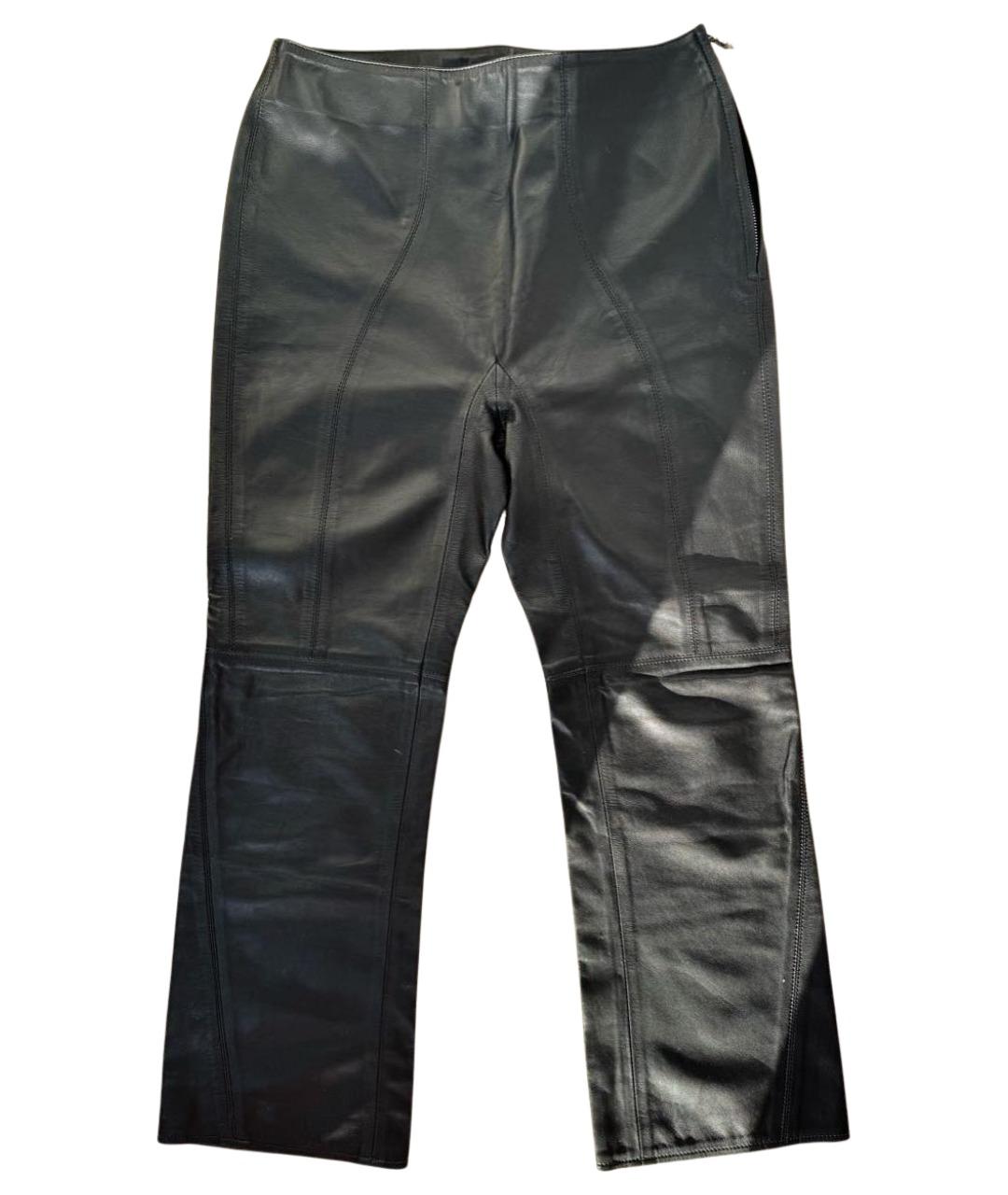 CHROME HEARTS Черные кожаные прямые брюки, фото 1