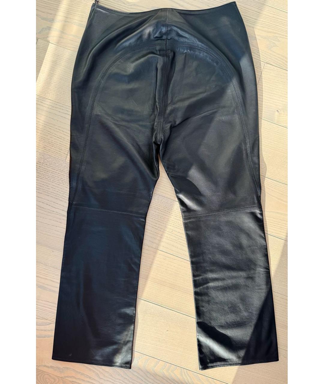 CHROME HEARTS Черные кожаные прямые брюки, фото 2