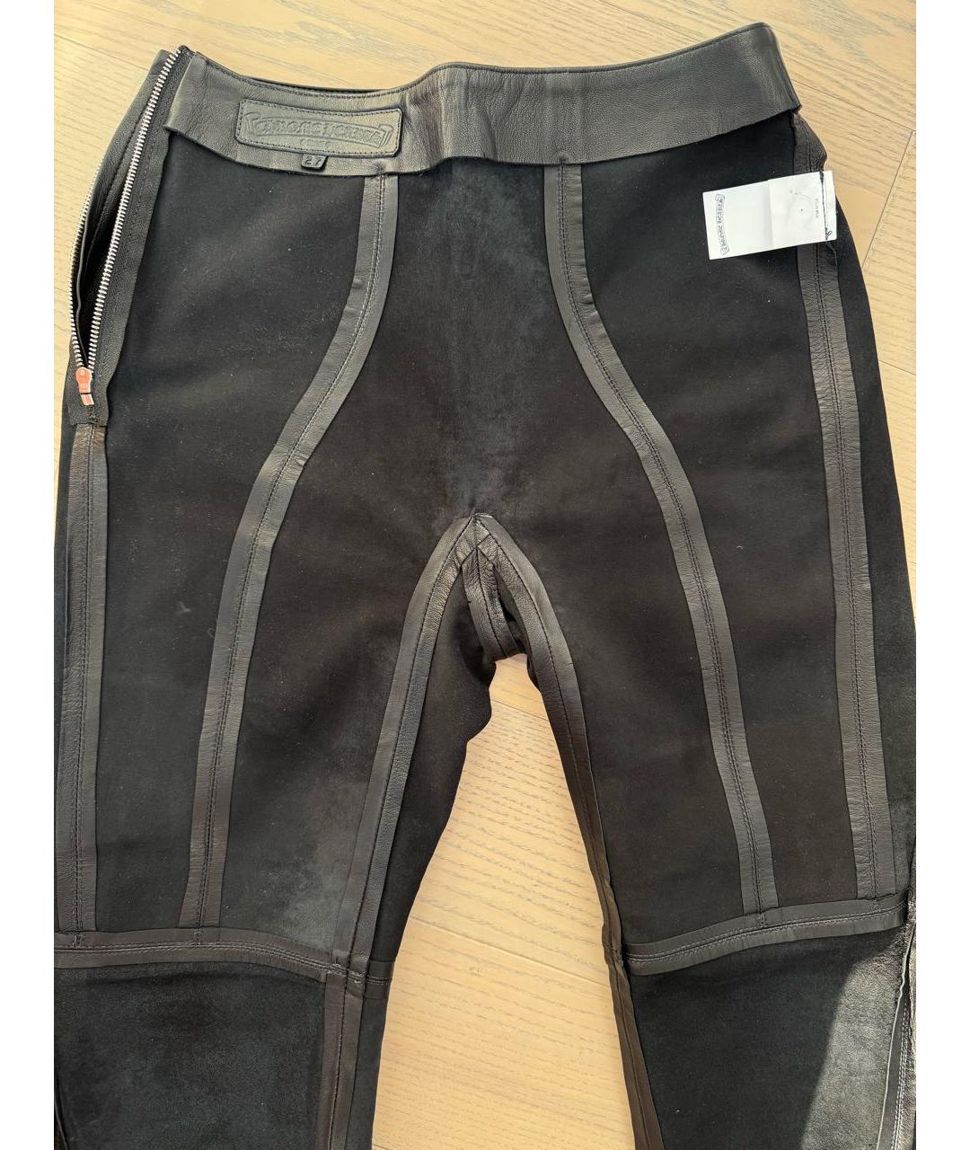 CHROME HEARTS Черные кожаные прямые брюки, фото 8
