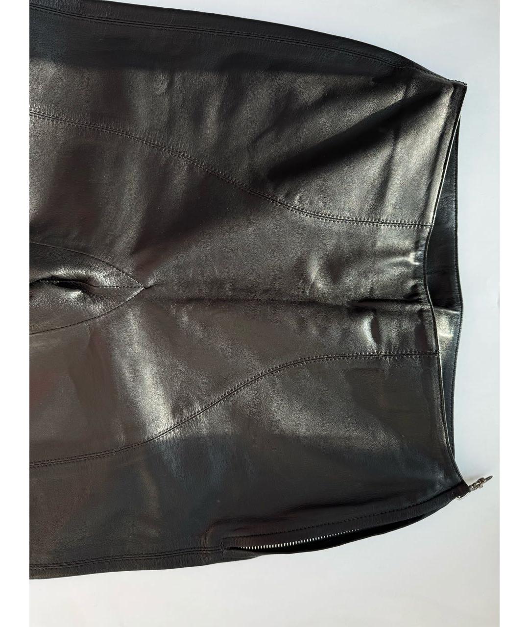 CHROME HEARTS Черные кожаные прямые брюки, фото 3