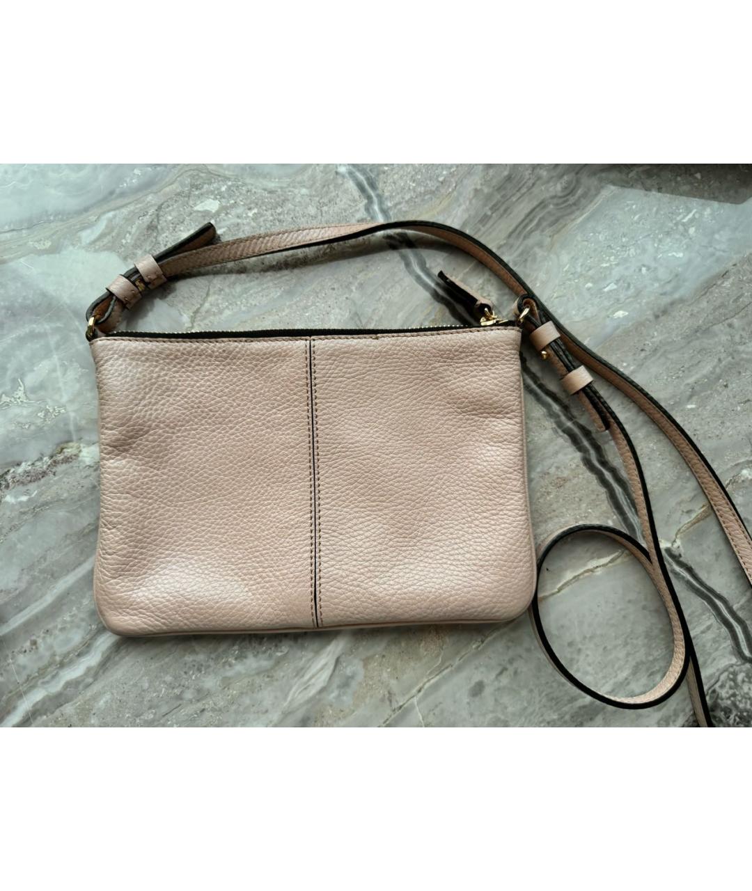 EMPORIO ARMANI Бежевая кожаная сумка через плечо, фото 3