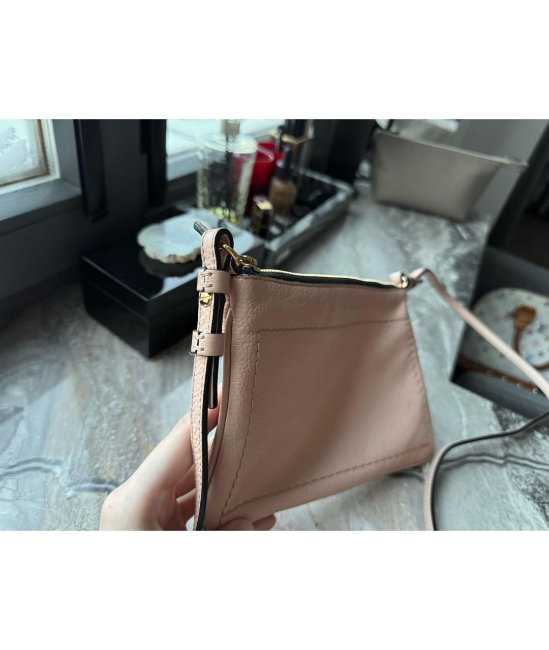 EMPORIO ARMANI Бежевая кожаная сумка через плечо, фото 2