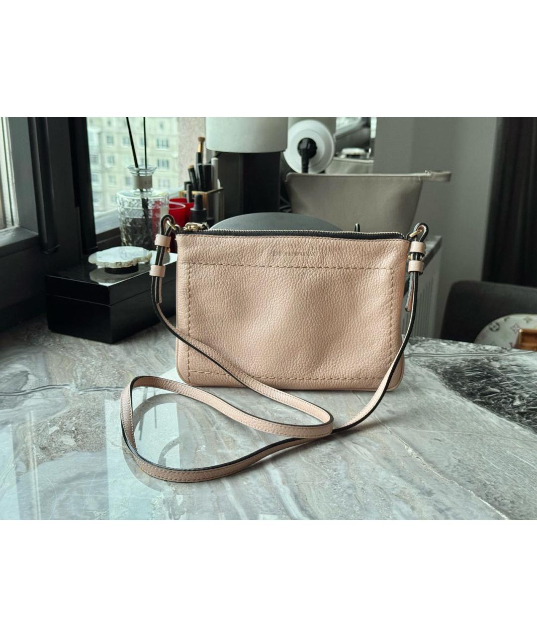 EMPORIO ARMANI Бежевая кожаная сумка через плечо, фото 5