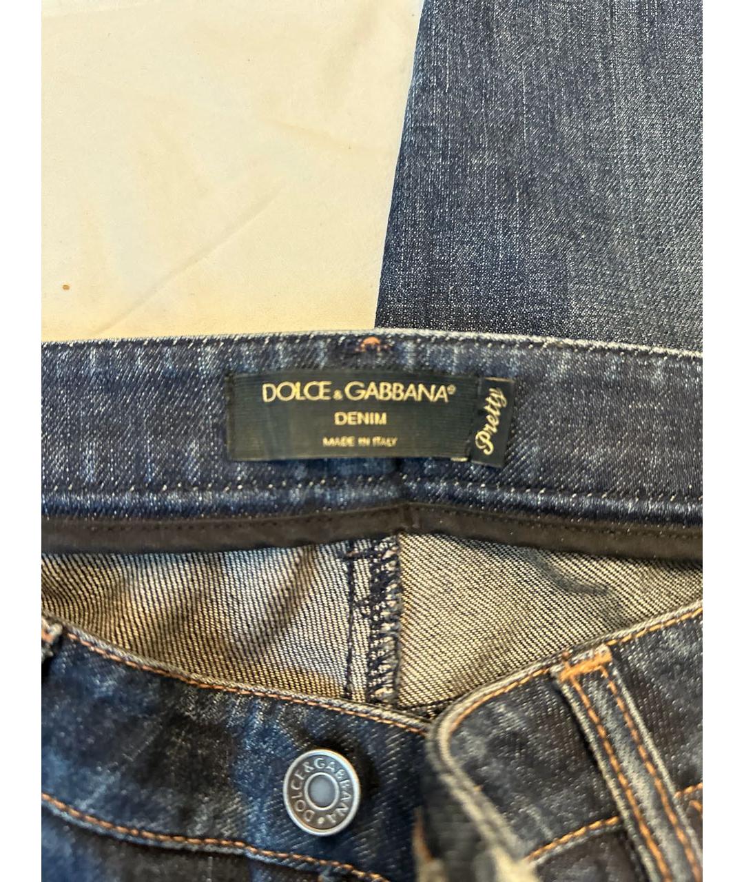 DOLCE&GABBANA Темно-синие хлопковые прямые джинсы, фото 3