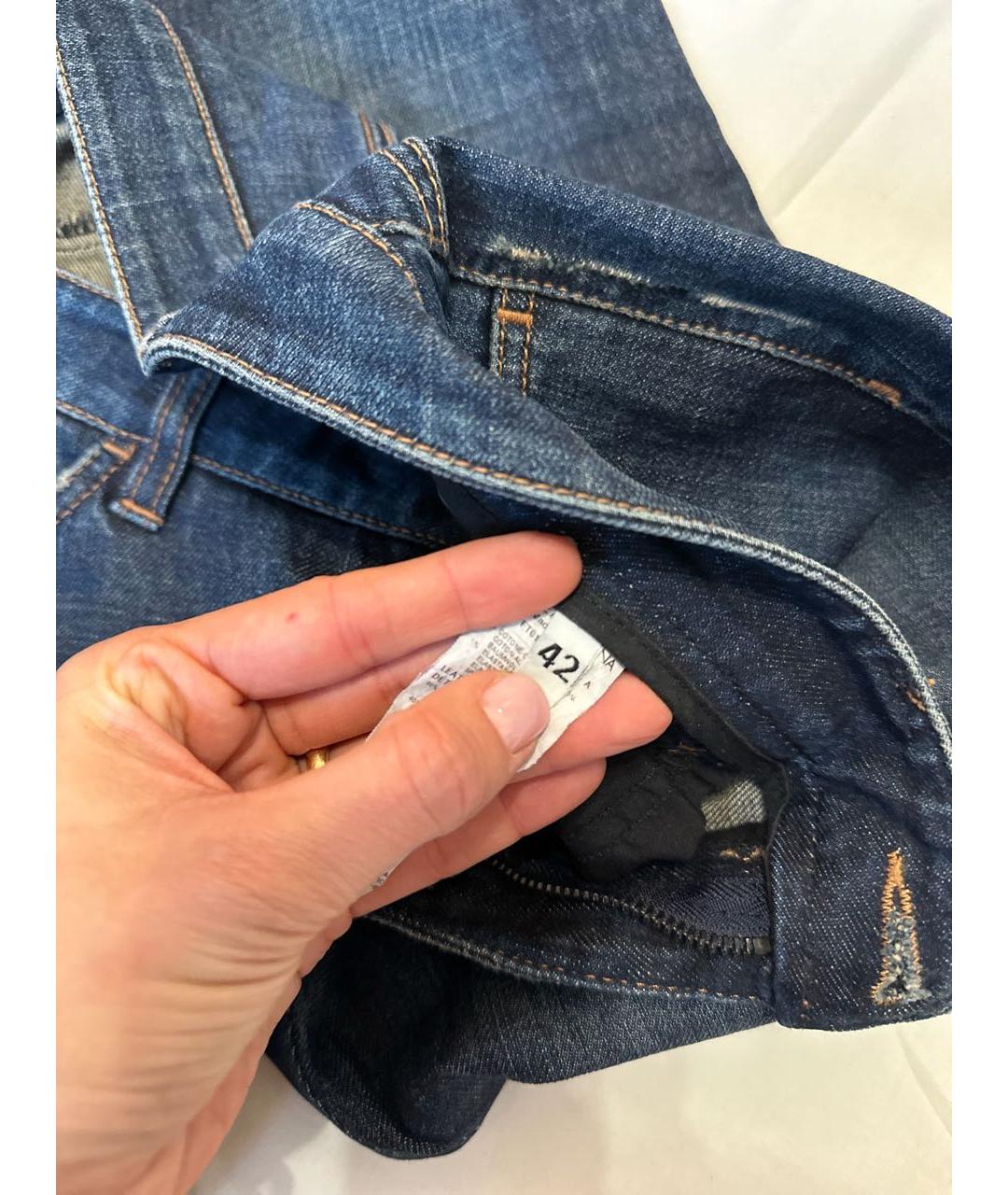 DOLCE&GABBANA Темно-синие хлопковые прямые джинсы, фото 5