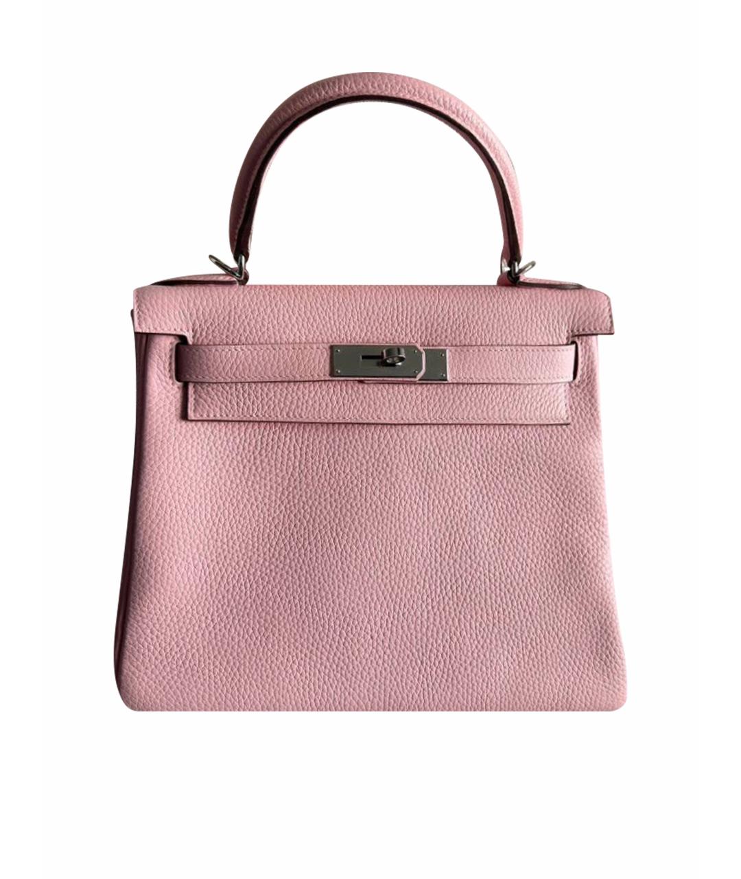HERMES Розовая кожаная сумка с короткими ручками, фото 1