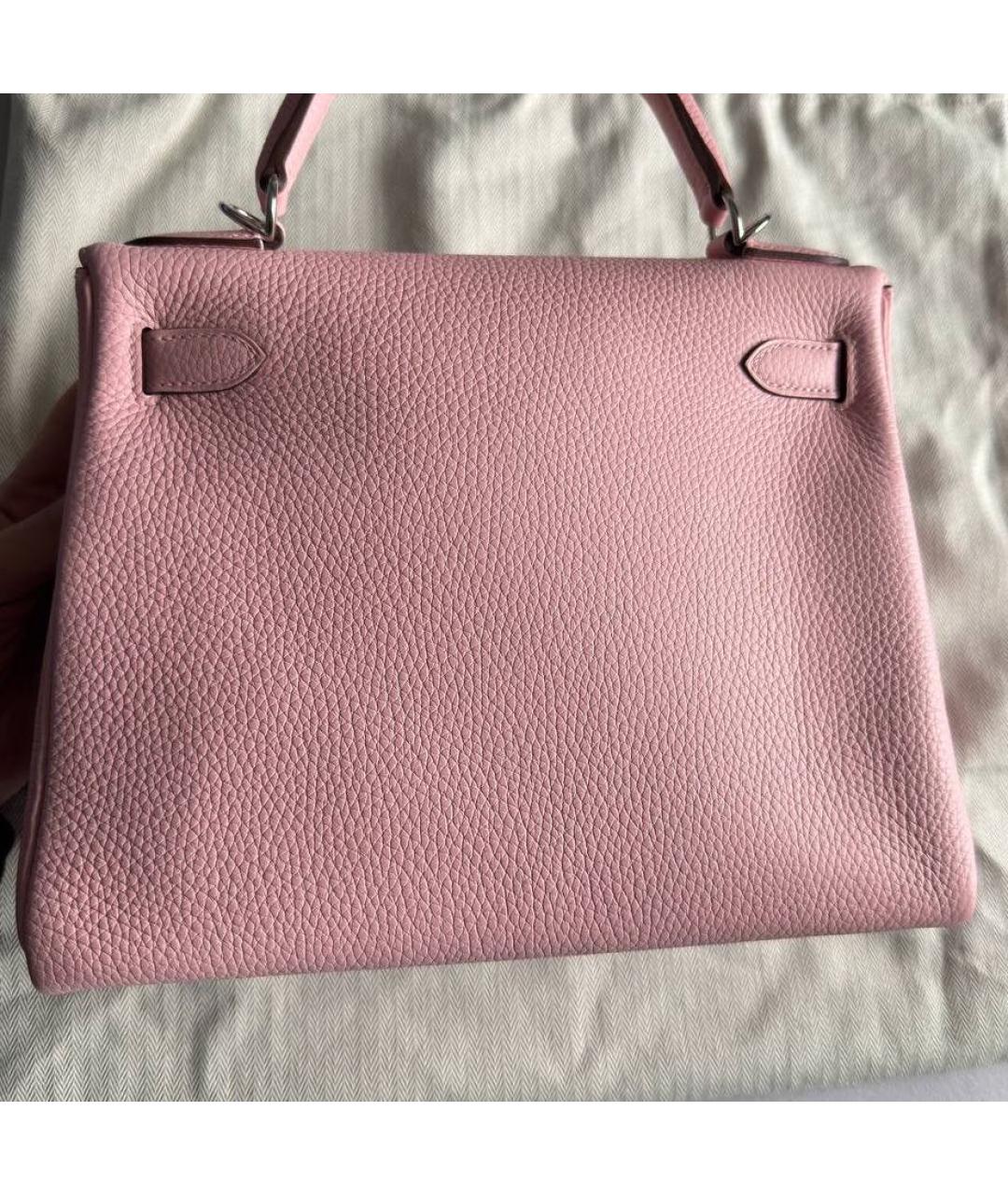 HERMES Розовая кожаная сумка с короткими ручками, фото 3