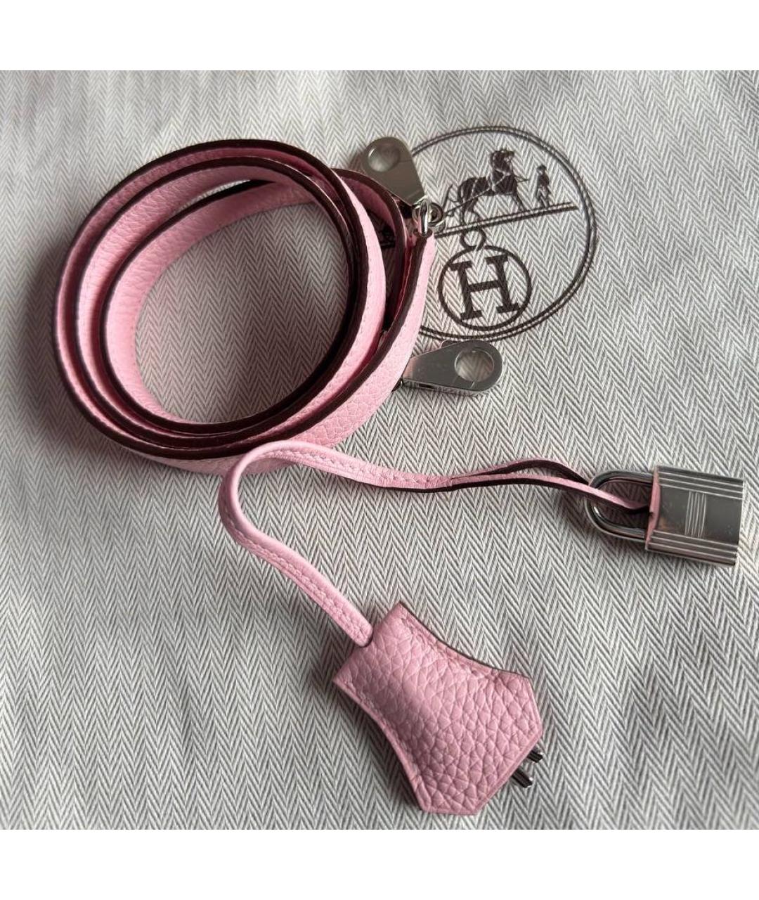 HERMES Розовая кожаная сумка с короткими ручками, фото 7