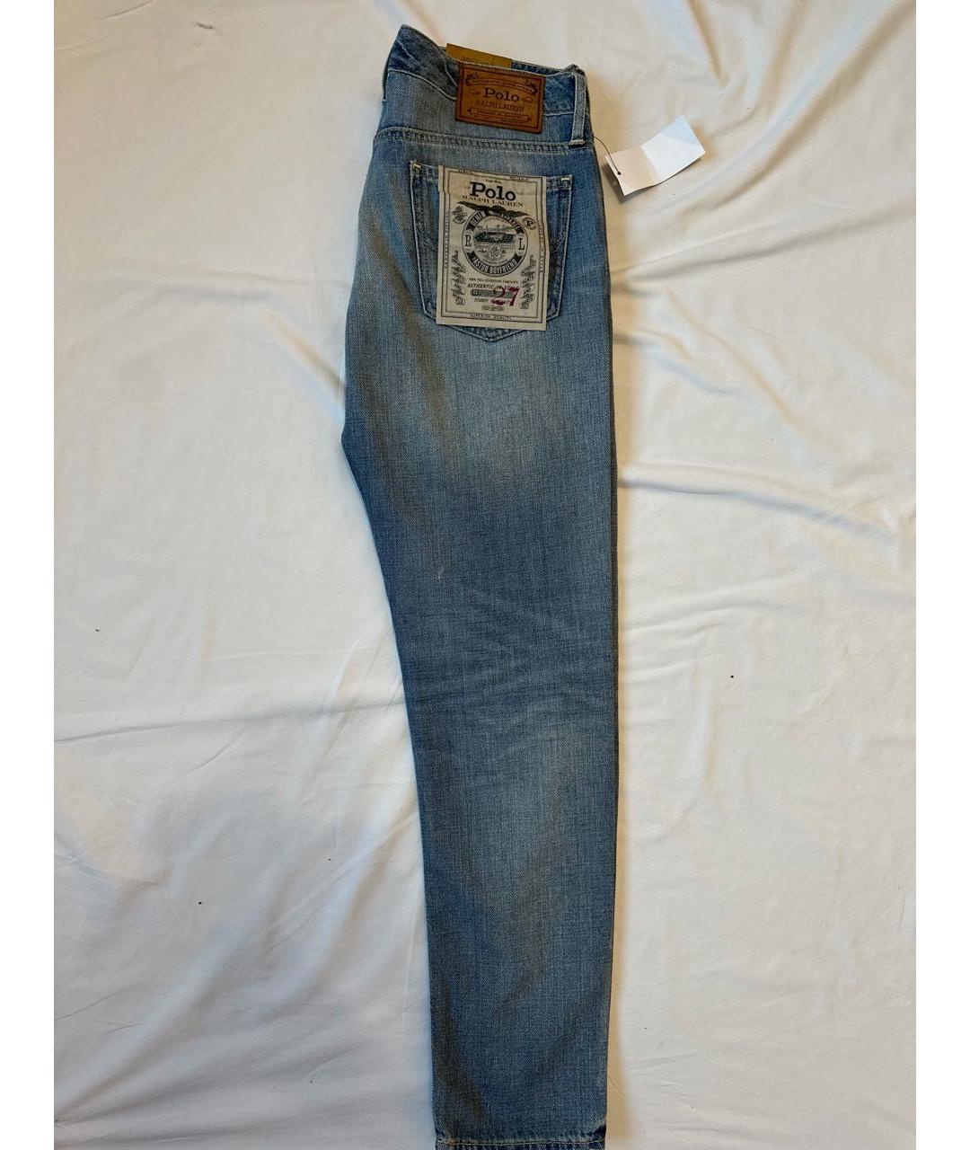 POLO RALPH LAUREN Синие хлопковые прямые джинсы, фото 2
