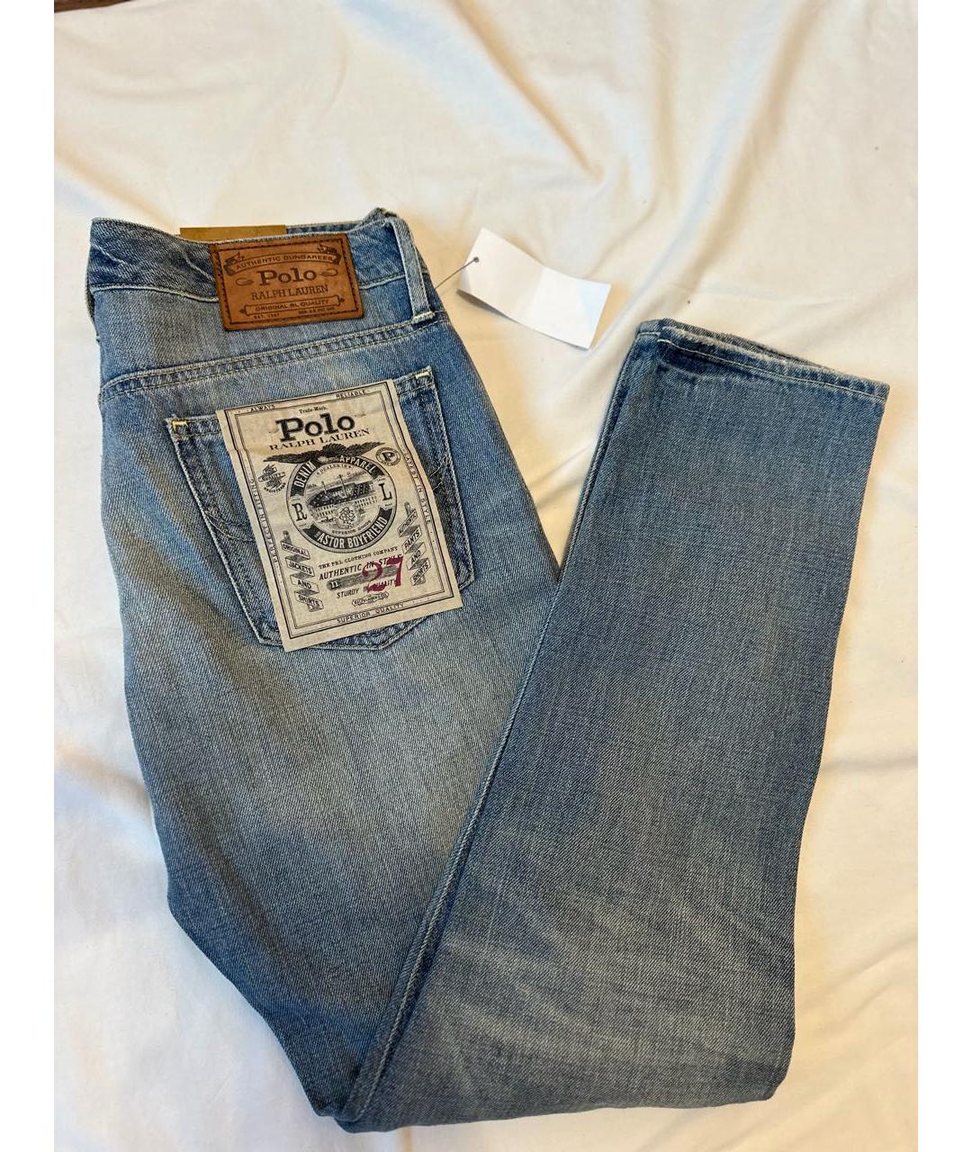 POLO RALPH LAUREN Синие хлопковые прямые джинсы, фото 3